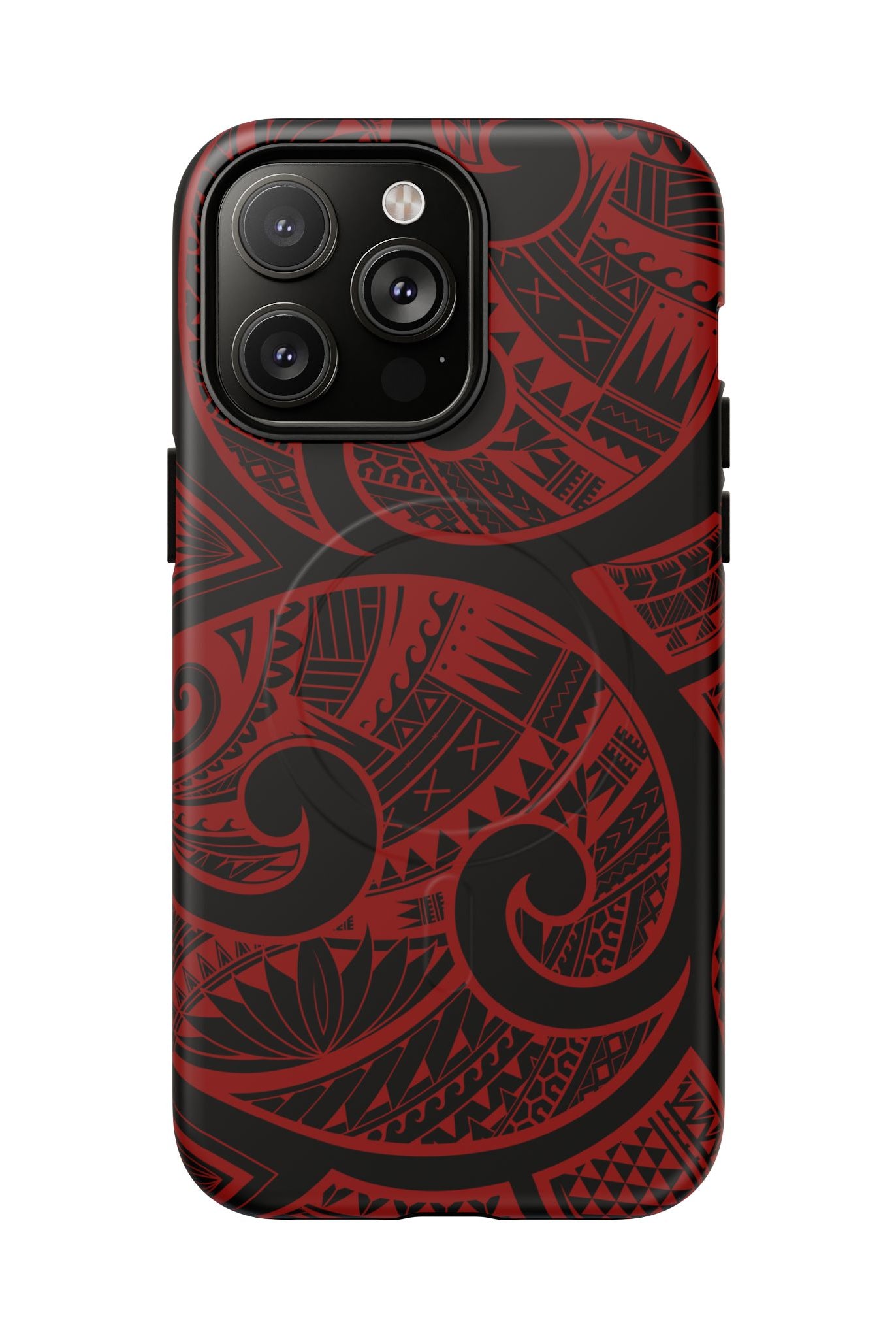 Island Tribal MagSafe iPhone Case iPhone 14 Pro Max Matte - Hawaiian Crimson Red Polynesian Tribal Design - The Local Banyan
