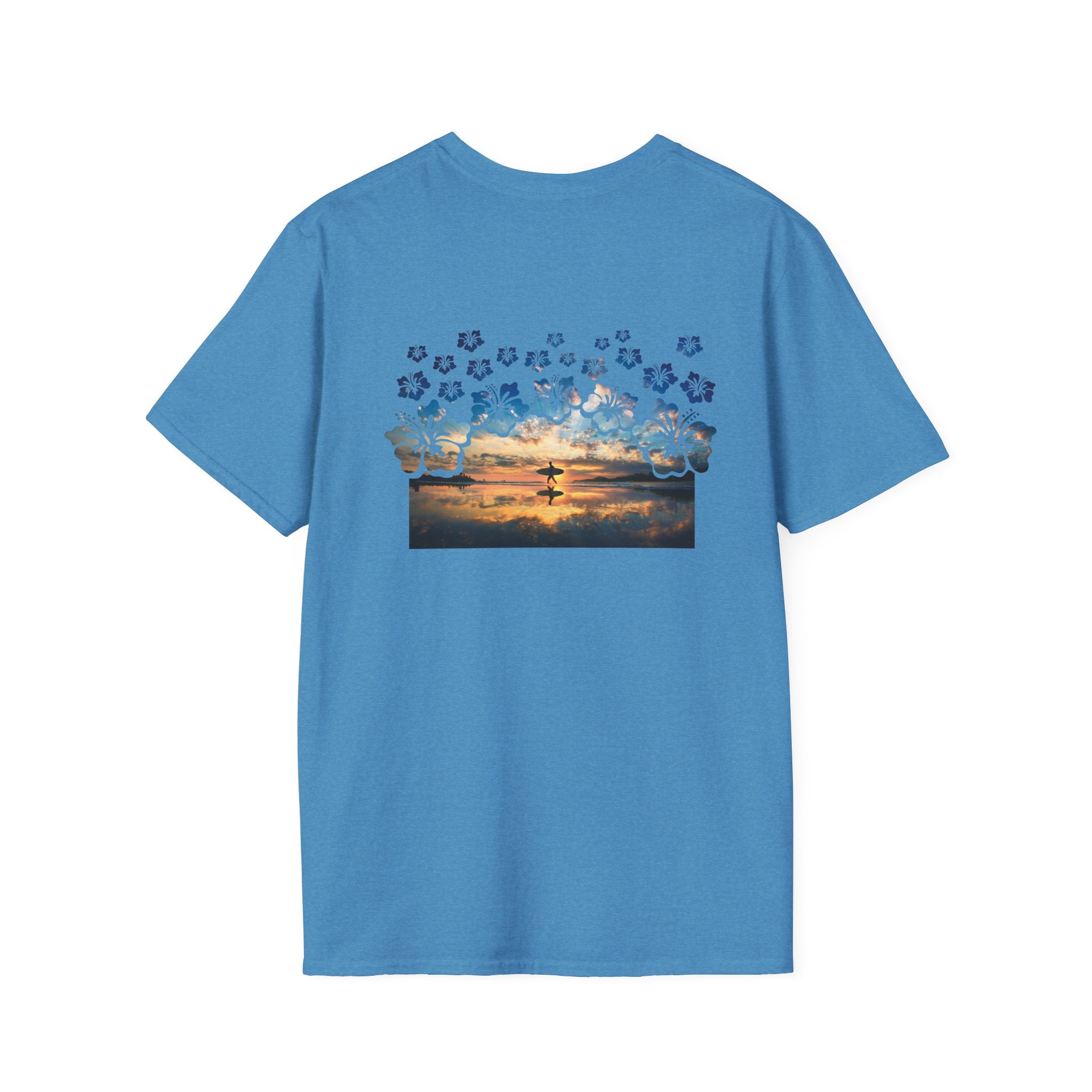 Sunset Surfer Soft Style Tee T-Shirt The Local Banyan Heather Sapphire S