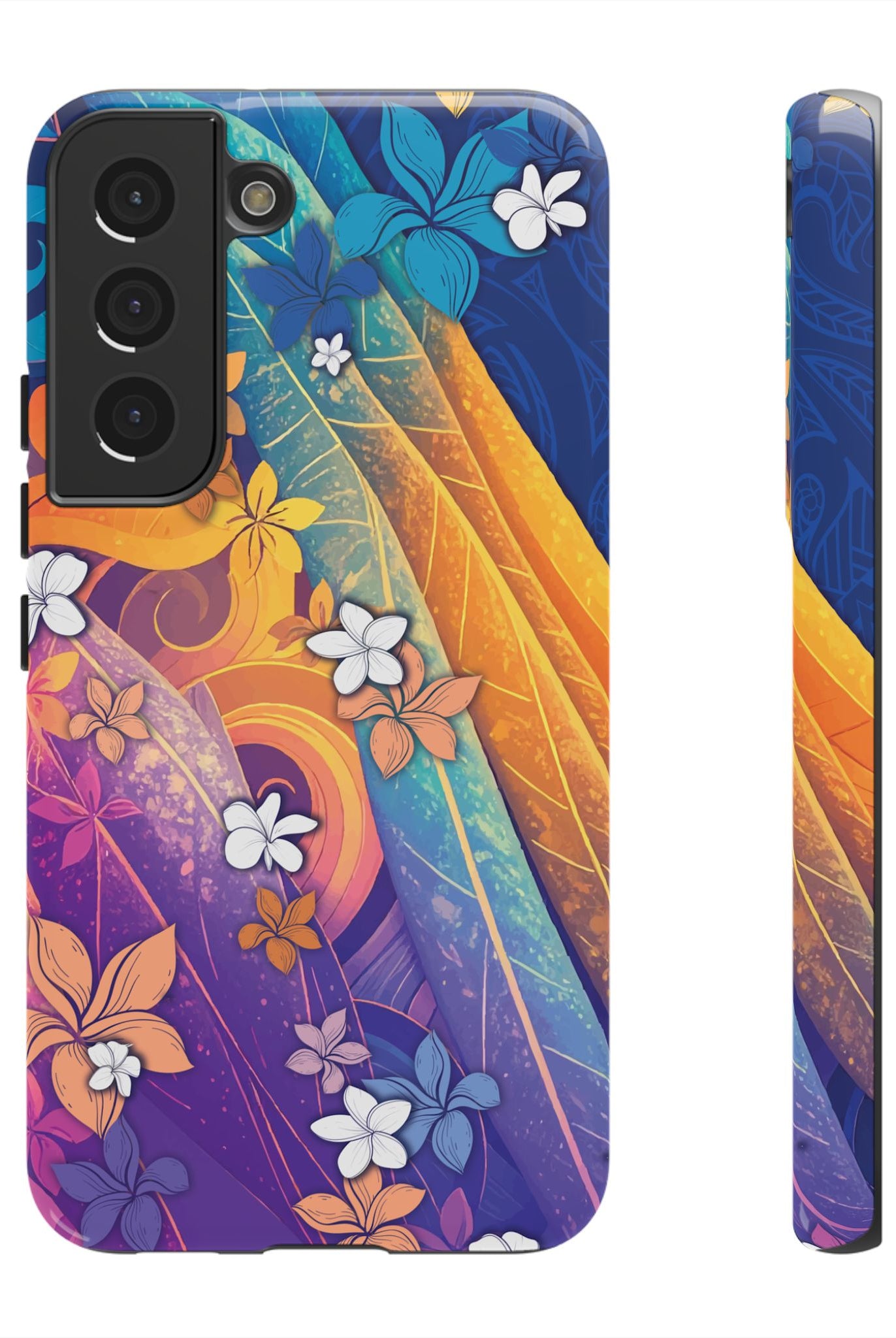 Mauna Sunrise Tough Samsung Galaxy Case Samsung Galaxy S22 Glossy - Hawaiian Colorful Sunrise Plumeria Design - The Local Banyan
