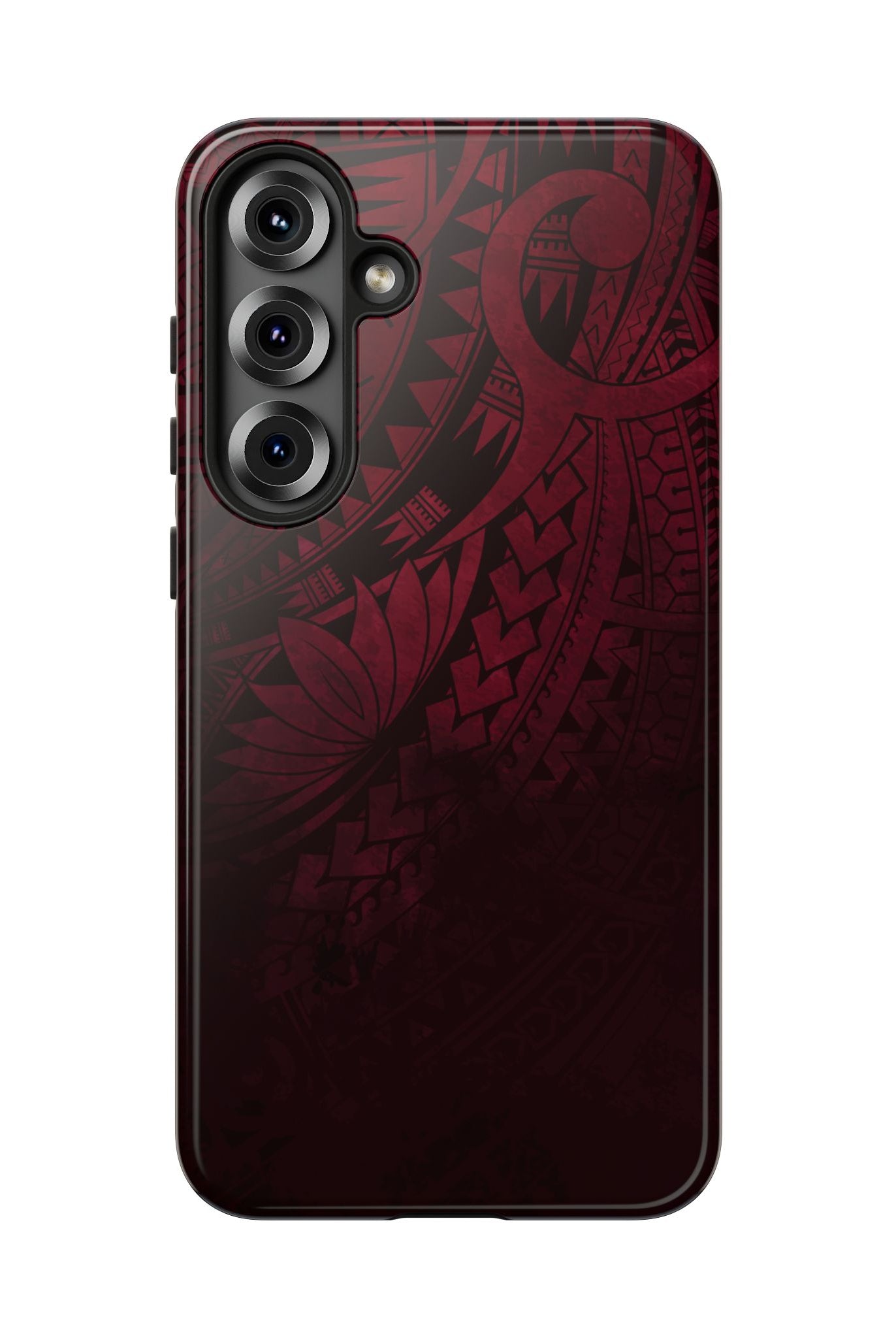 Woman holding Eternal Ember Tough Samsung Galaxy Case - Hawaiian Red Tribal Polynesian Design - The Local Banyan