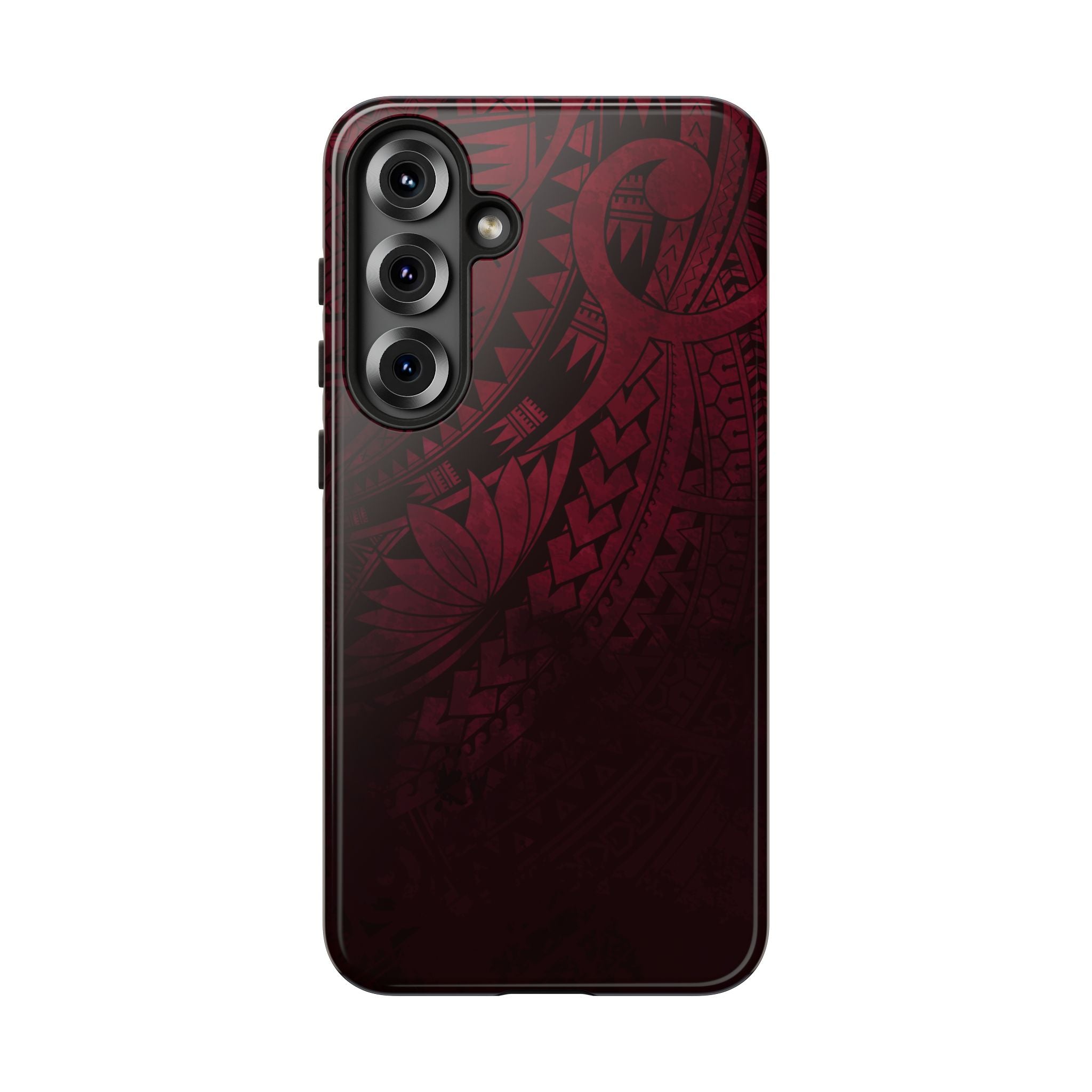 Woman holding Eternal Ember Tough Samsung Galaxy Case - Hawaiian Red Tribal Polynesian Design - The Local Banyan