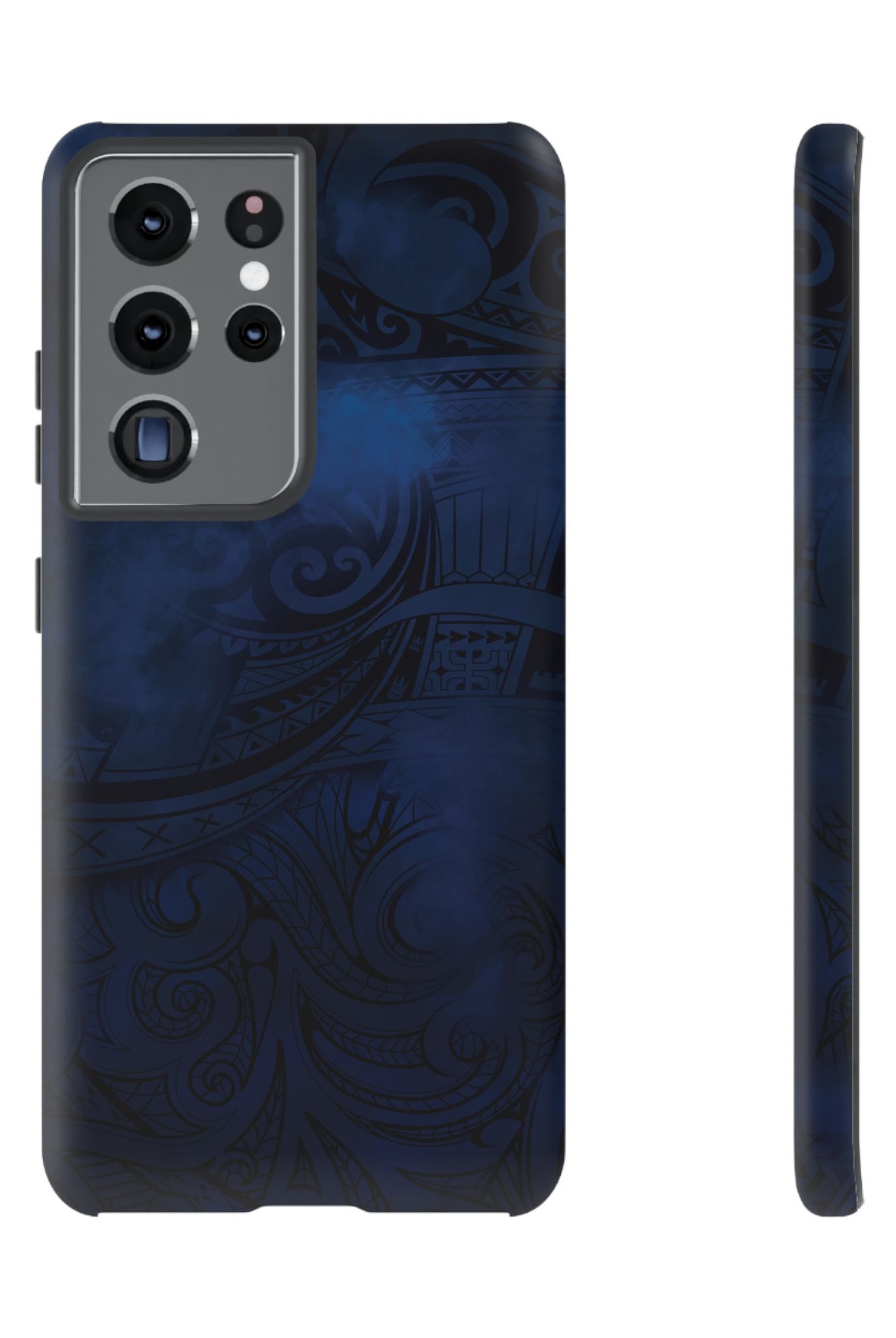 Midnight Essence Tough Samsung Galaxy Case Samsung Galaxy S21 Ultra Matte - Hawaiian Midnight Navy Polynesian Tribal Design - The Local Banyan