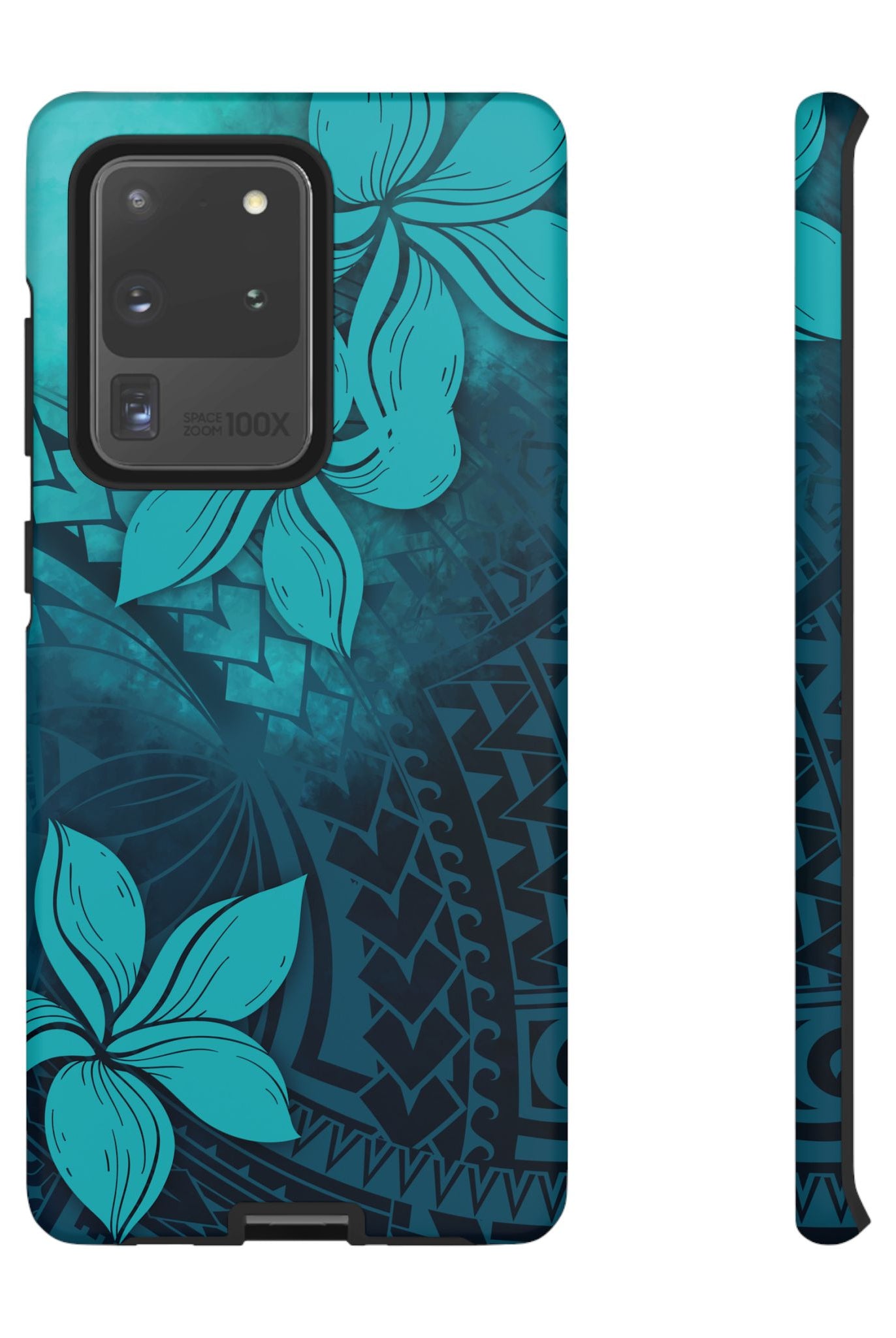 Moana Bloom Tough Samsung Galaxy Case Samsung Galaxy S20 Ultra Matte - Hawaiian Teal Plumeria Ocean Tribal Design - The Local Banyan