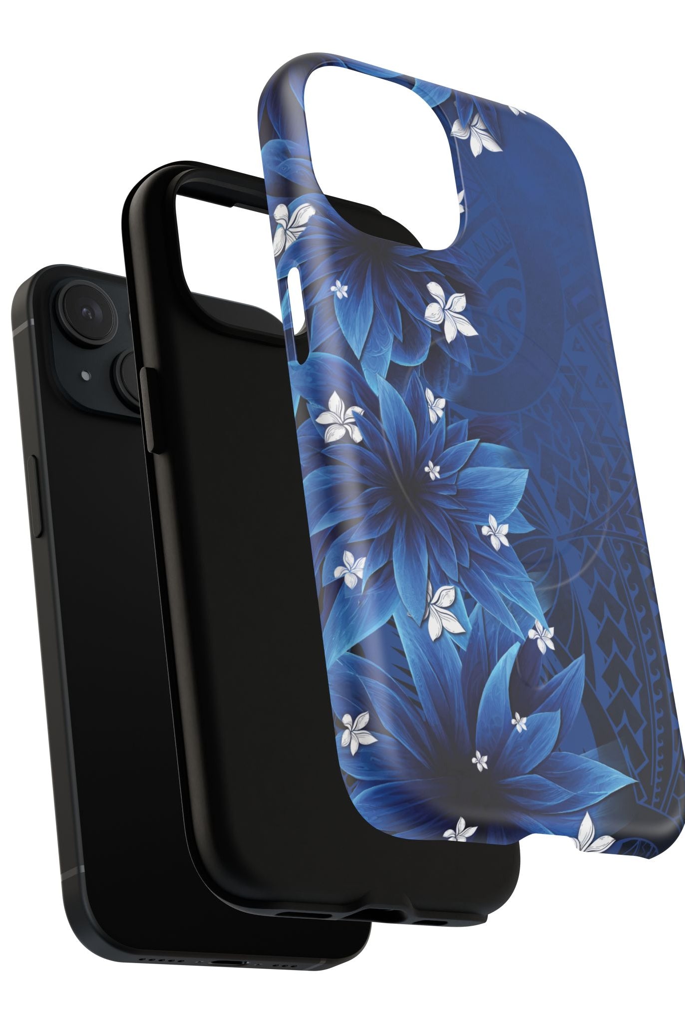 Hoku Pua MagSafe iPhone Case Detail View - Hawaiian Blue Star Flower Polynesian Design Close Up - The Local Banyan