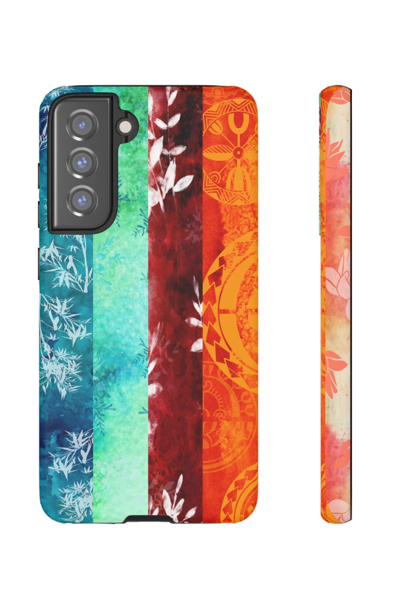 Island Vibes Tough Samsung Galaxy Case Samsung Galaxy S21 FE Matte - Hawaiian Colorful Tropical Floral Design - The Local Banyan