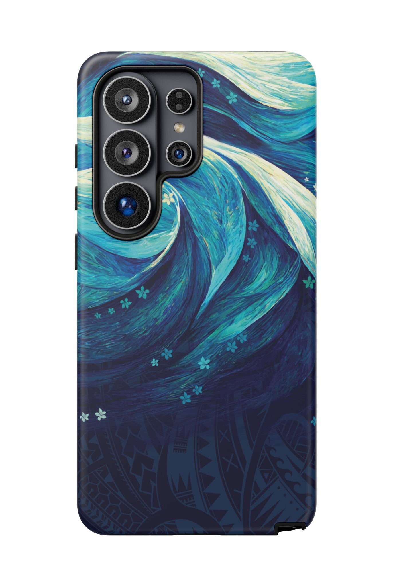 Woman holding Eternal Mana Tough Samsung Galaxy Case - Hawaiian Ocean Wave Polynesian Tribal Design - The Local Banyan