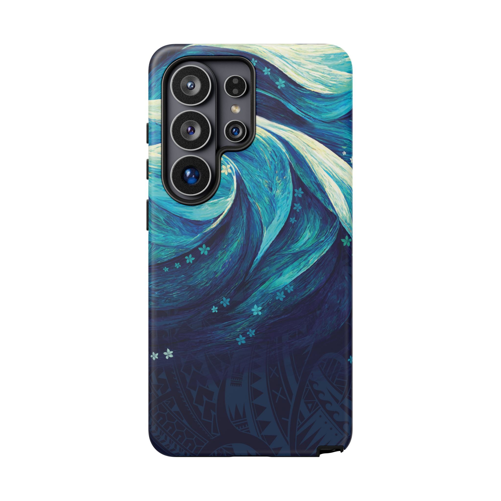 Woman holding Eternal Mana Tough Samsung Galaxy Case - Hawaiian Ocean Wave Polynesian Tribal Design - The Local Banyan