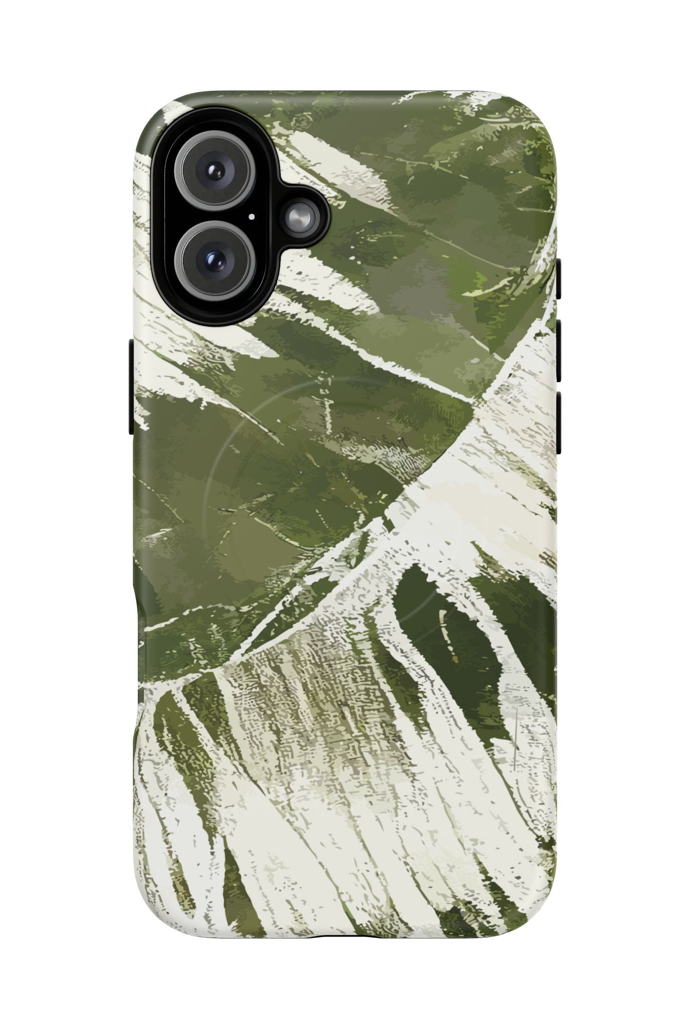 Island Breeze MagSafe iPhone Case iPhone 16 Plus Matte - Hawaiian Palm Leaf Olive Green Botanical Design - The Local Banyan