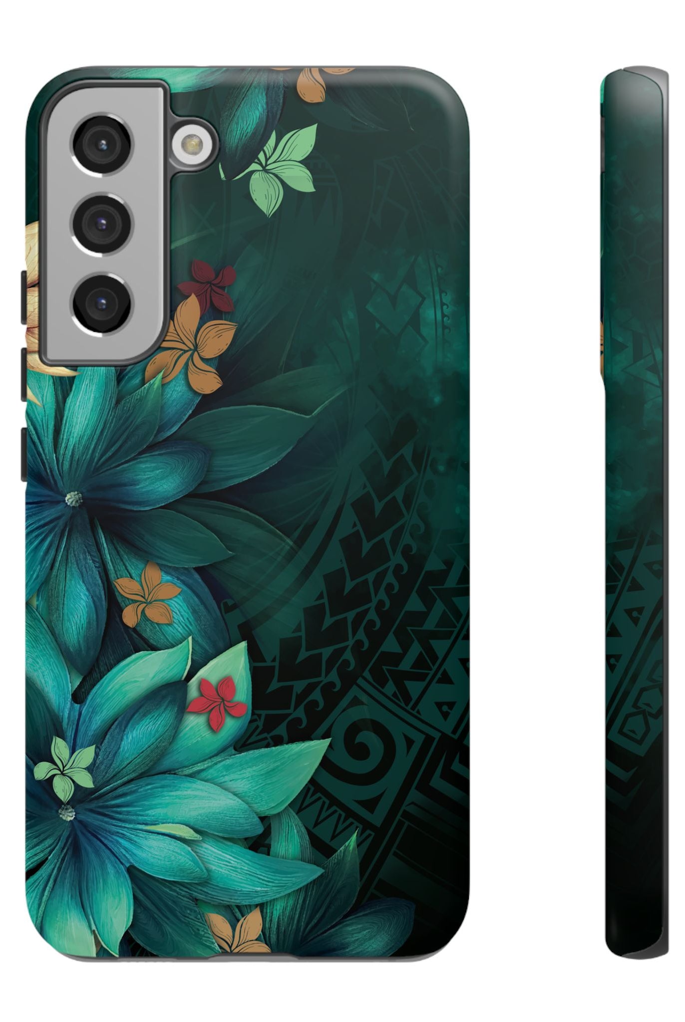 Aloha Whispers Tough Samsung Galaxy Case Samsung Galaxy S22 Plus Matte - Hawaiian Abstract Green Floral Polynesian Design - The Local Banyan