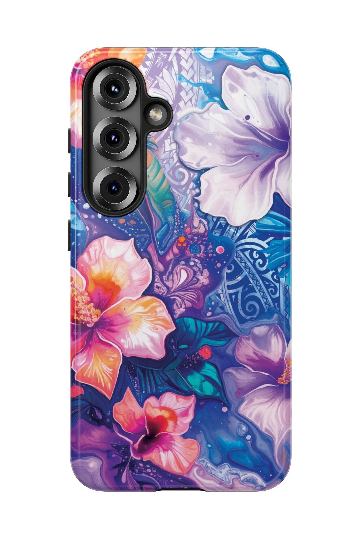 Aloha Wai Tough Samsung Galaxy Case Detail View - Hawaiian Aloha Tropical Floral Design Close Up - The Local Banyan