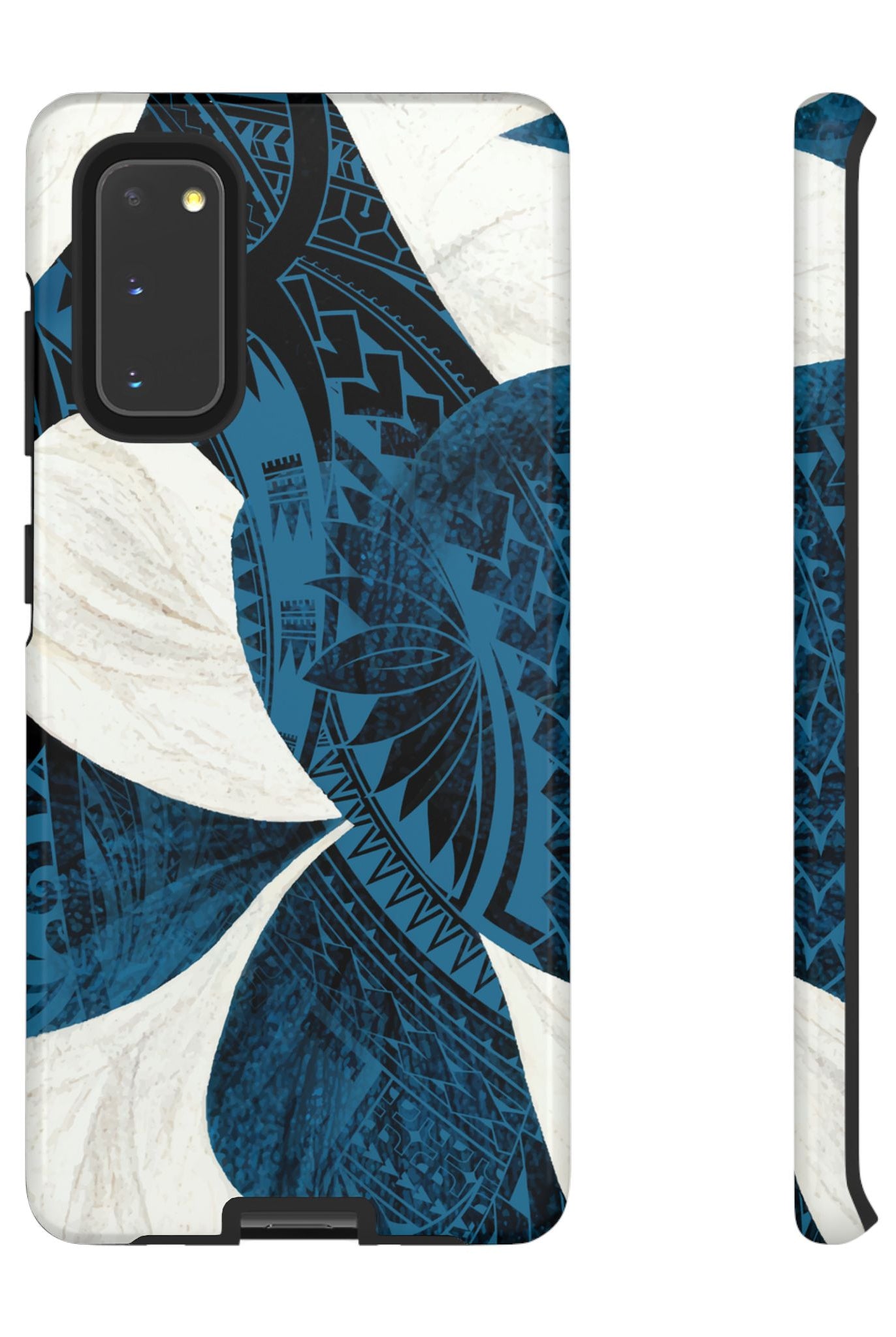 Hana Breeze Tough Samsung Galaxy Case Samsung Galaxy S20 Glossy - Hawaiian Blue Plumeria Polynesian Botanical Design - The Local Banyan
