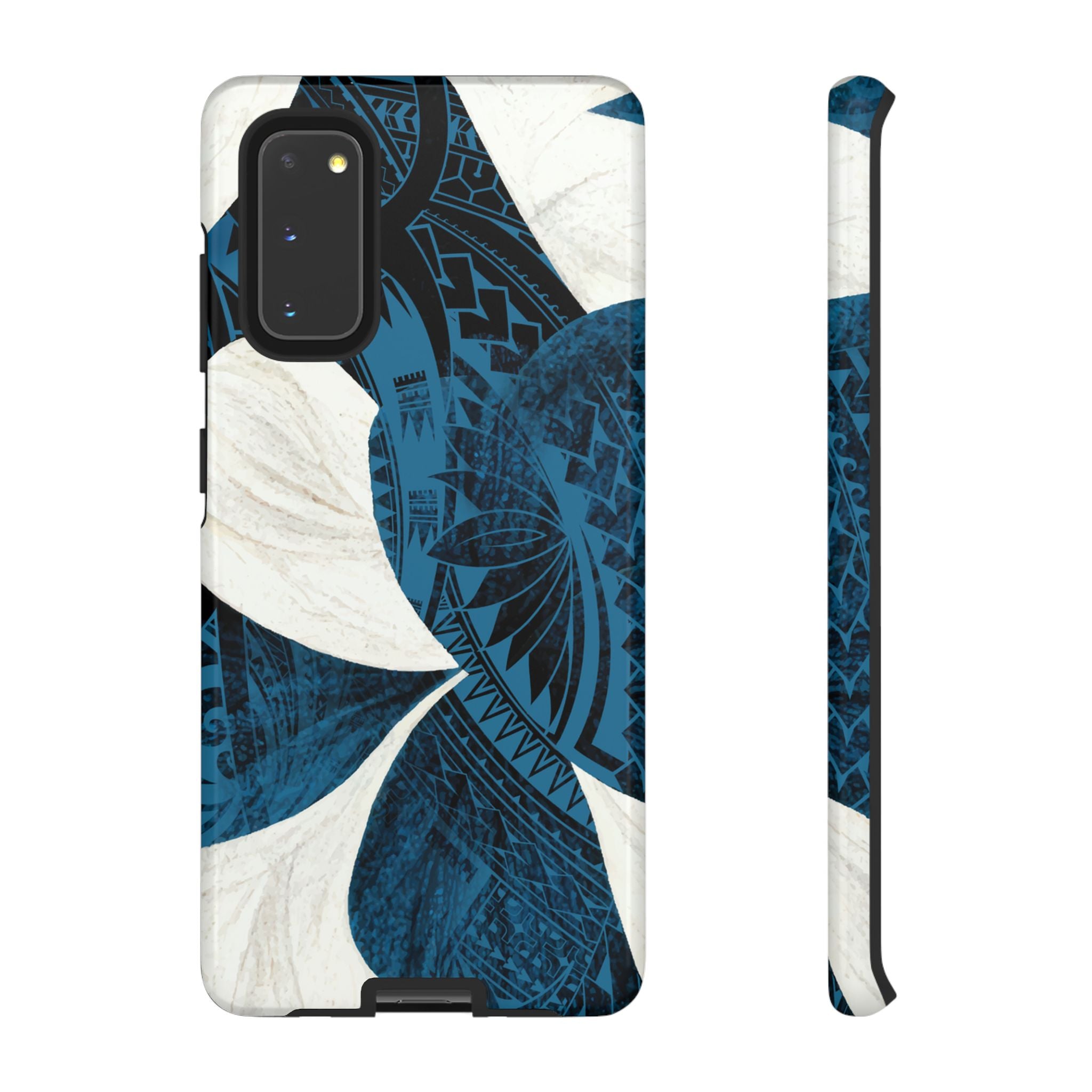 Hana Breeze Tough Samsung Galaxy Case Samsung Galaxy S20 Glossy - Hawaiian Blue Plumeria Polynesian Botanical Design - The Local Banyan