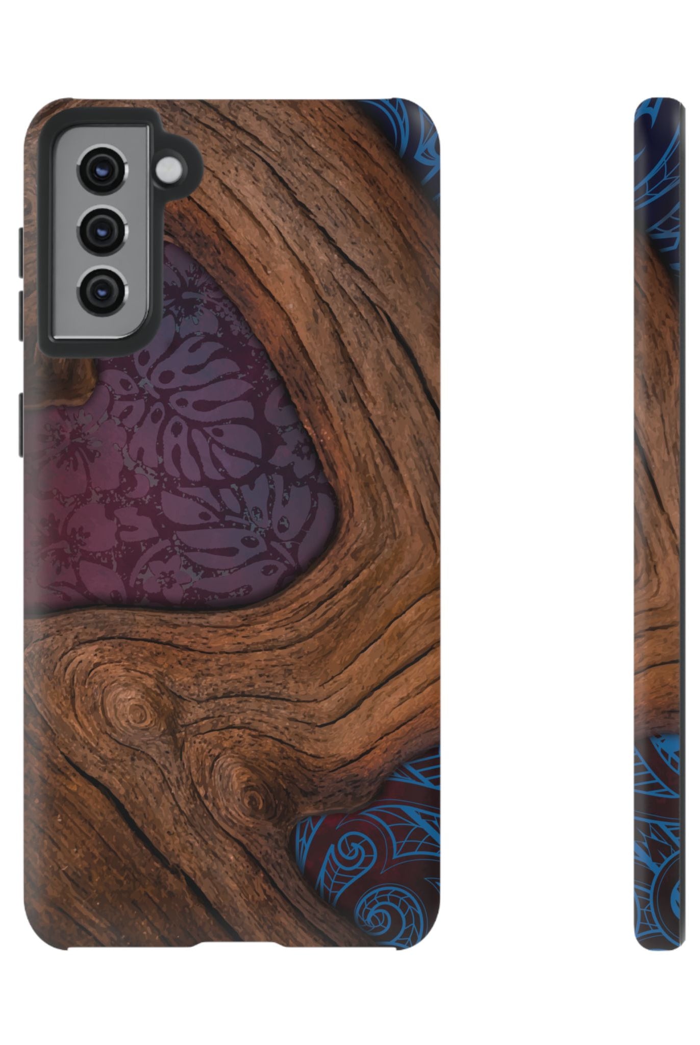 Rooted Tough Samsung Galaxy Case Samsung Galaxy S21 Plus Matte - Hawaiian Koa Wood Island Strength Tribal Design - The Local Banyan