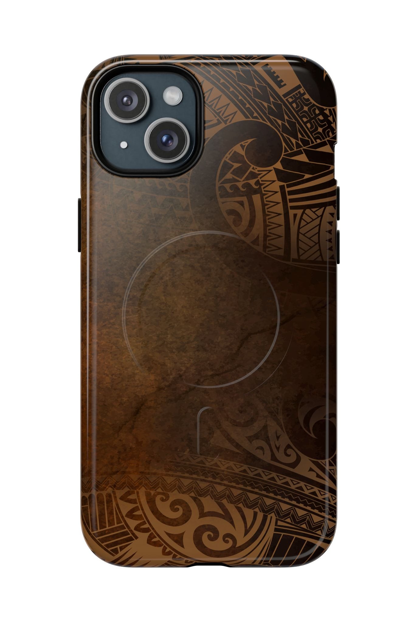 Aloha Aina MagSafe iPhone Case iPhone 15 Plus Glossy - Hawaiian Earth Tone Polynesian Tribal Design - The Local Banyan
