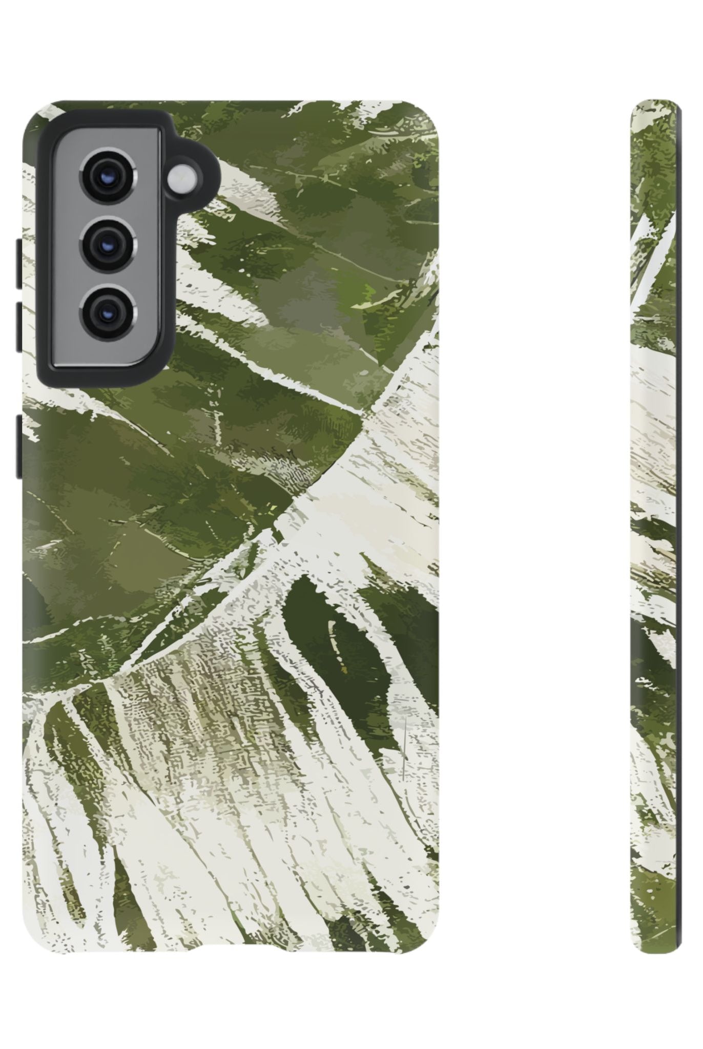 Island Breeze Tough Samsung Galaxy Case Samsung Galaxy S21 Matte - Hawaiian Palm Leaf Olive Green Botanical Design - The Local Banyan