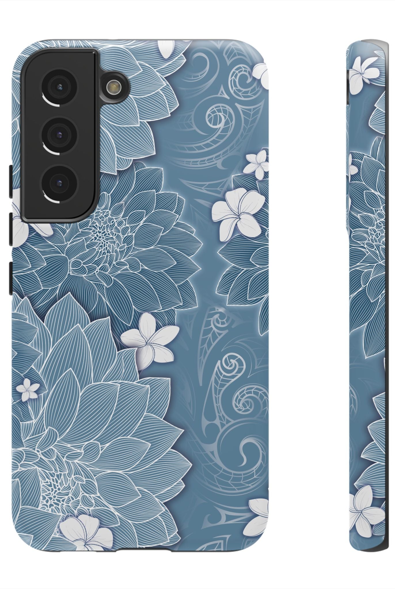 Pua La Tough Samsung Galaxy Case Samsung Galaxy S22 Matte - Hawaiian Golden Hibiscus Sun Flower Sapphire Design - The Local Banyan