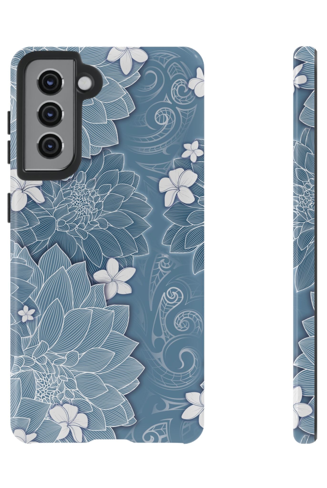 Pua La Tough Samsung Galaxy Case Samsung Galaxy S21 Glossy - Hawaiian Golden Hibiscus Sun Flower Sapphire Design - The Local Banyan