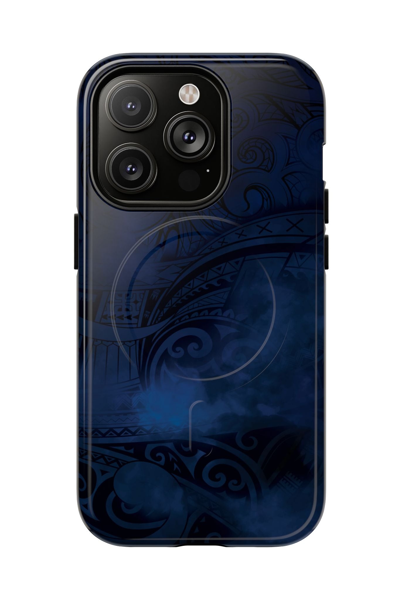 Midnight Essence MagSafe iPhone Case iPhone 14 Pro Glossy - Hawaiian Midnight Navy Polynesian Tribal Design - The Local Banyan