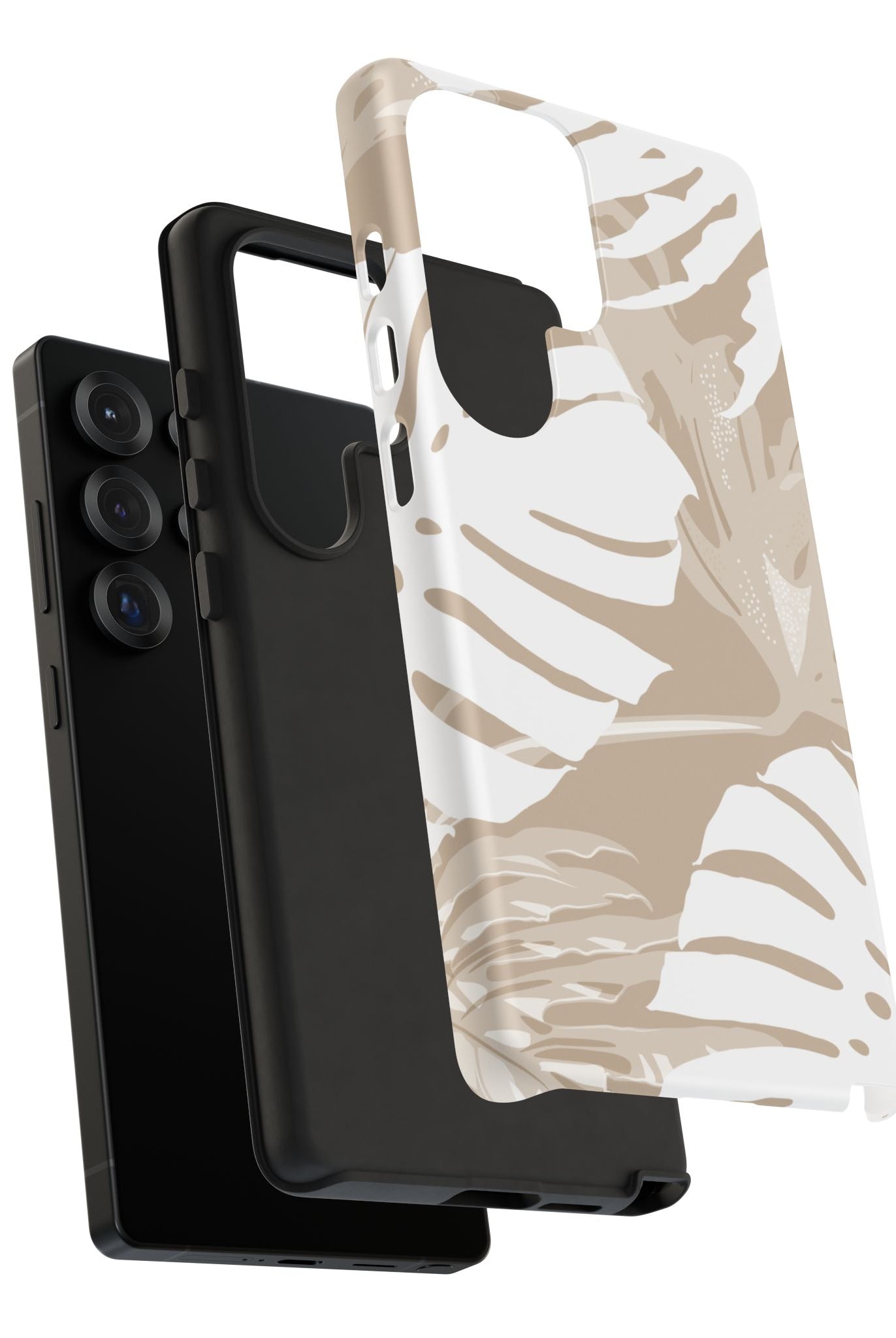 Exotic Monstera Tough Samsung Galaxy Case Detail View - Hawaiian Tropical Monstera Botanical Neutral Design Close Up - The Local Banyan