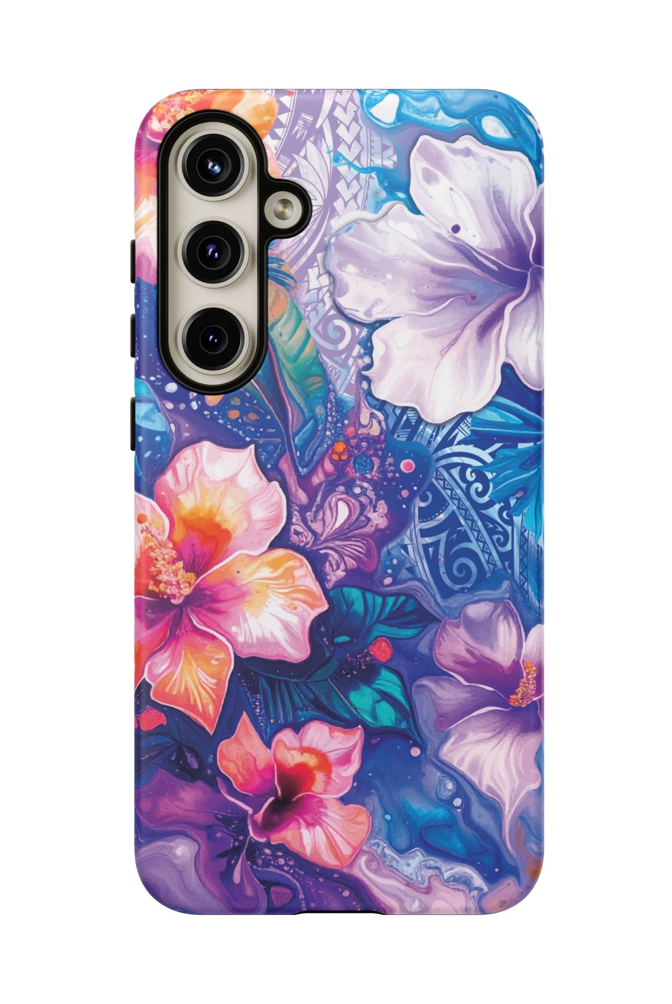 Aloha Wai Tough Samsung Galaxy Case Detail View - Hawaiian Aloha Tropical Floral Design Close Up - The Local Banyan