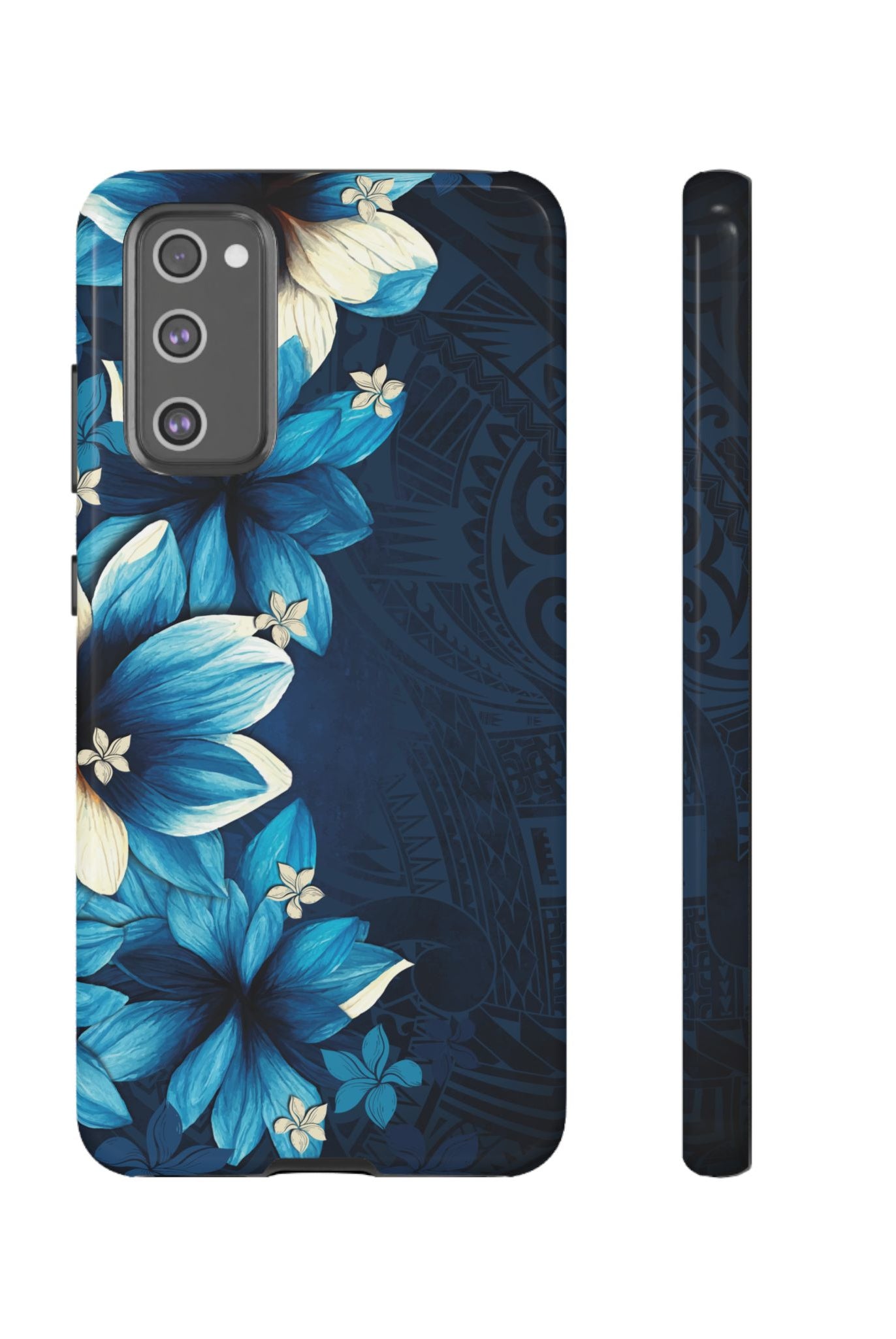 Leilani Nights Tough Samsung Galaxy Case Samsung Galaxy S20 FE Glossy - Hawaiian Dark Blue Floral Polynesian Design - The Local Banyan