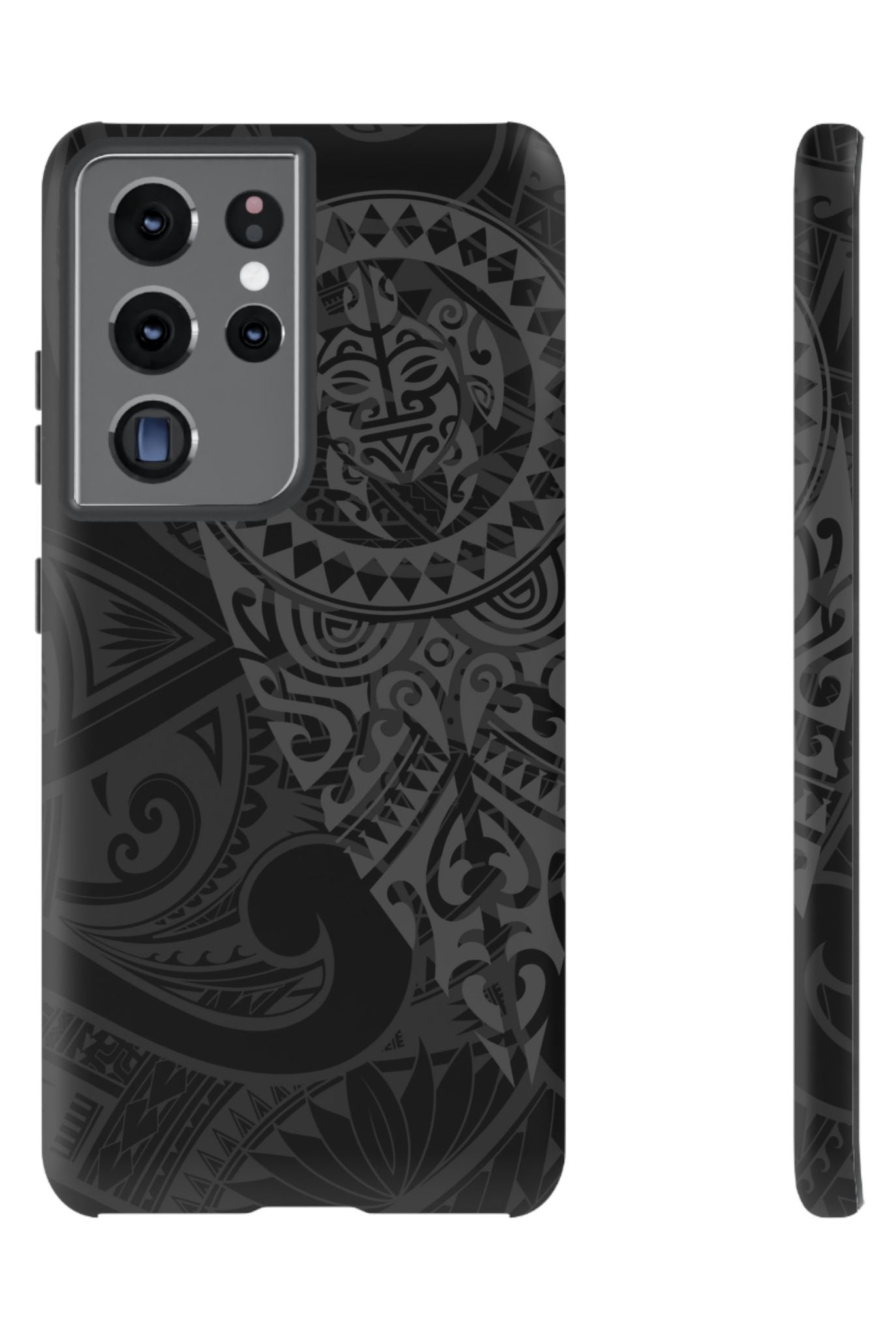 Tribal Guardian Tough Samsung Galaxy Case Samsung Galaxy S21 Ultra Matte - Hawaiian Black on Black Polynesian Tribal Design - The Local Banyan