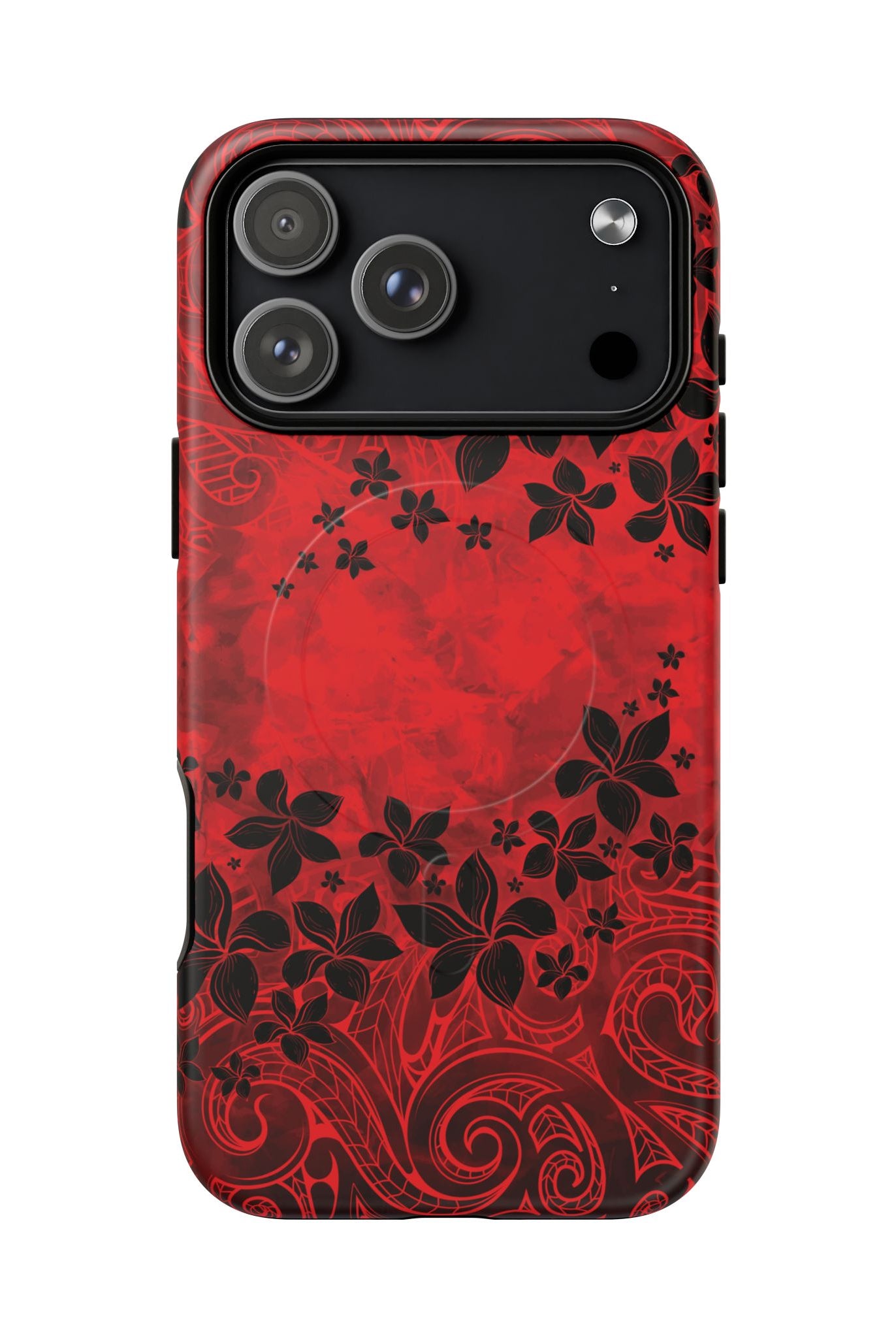 Keahi Pua MagSafe iPhone Case iPhone 17 Pro Max Matte - Hawaiian Fire Flower Red Tribal Floral Design - The Local Banyan