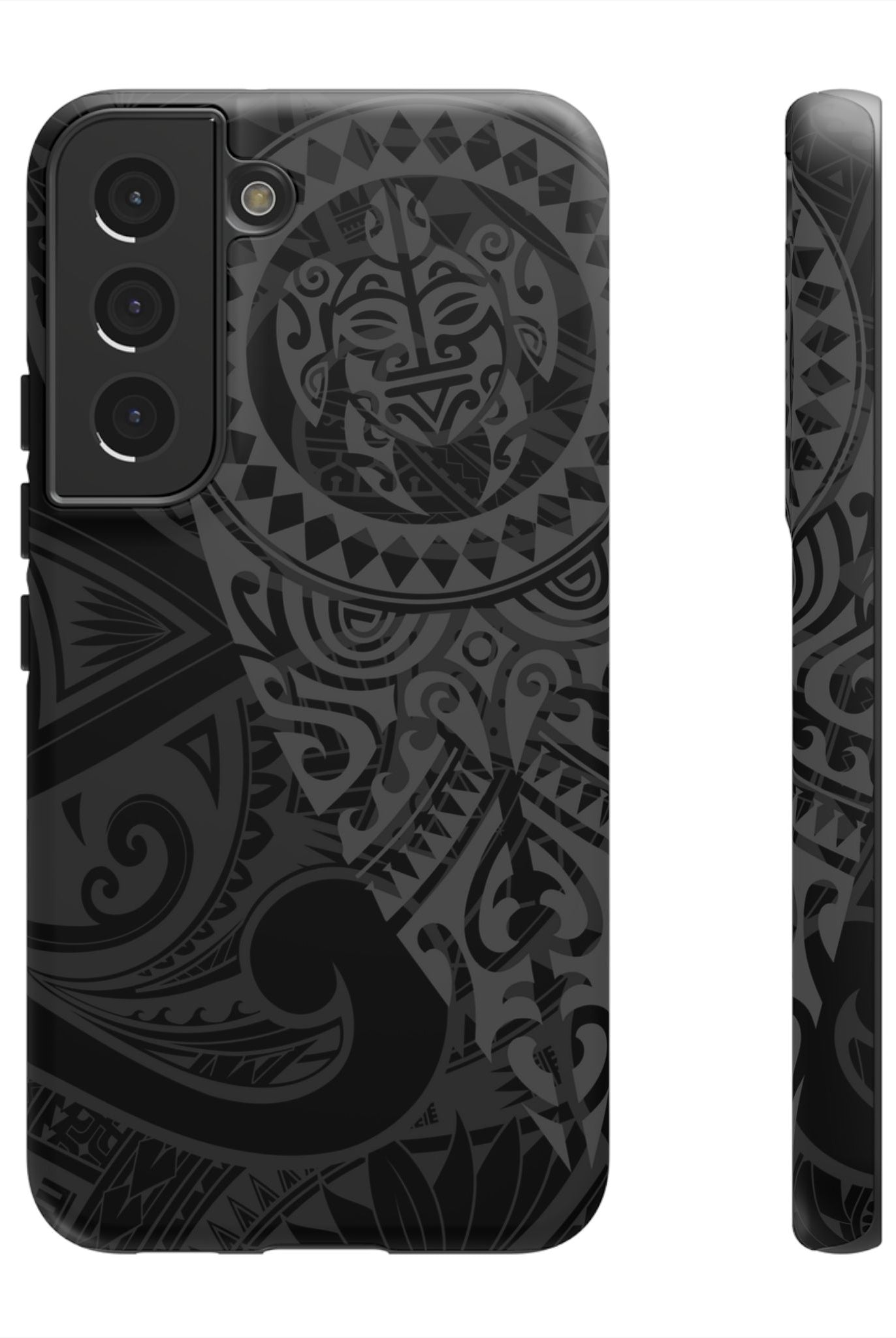 Tribal Guardian Tough Samsung Galaxy Case Samsung Galaxy S22 Matte - Hawaiian Black on Black Polynesian Tribal Design - The Local Banyan