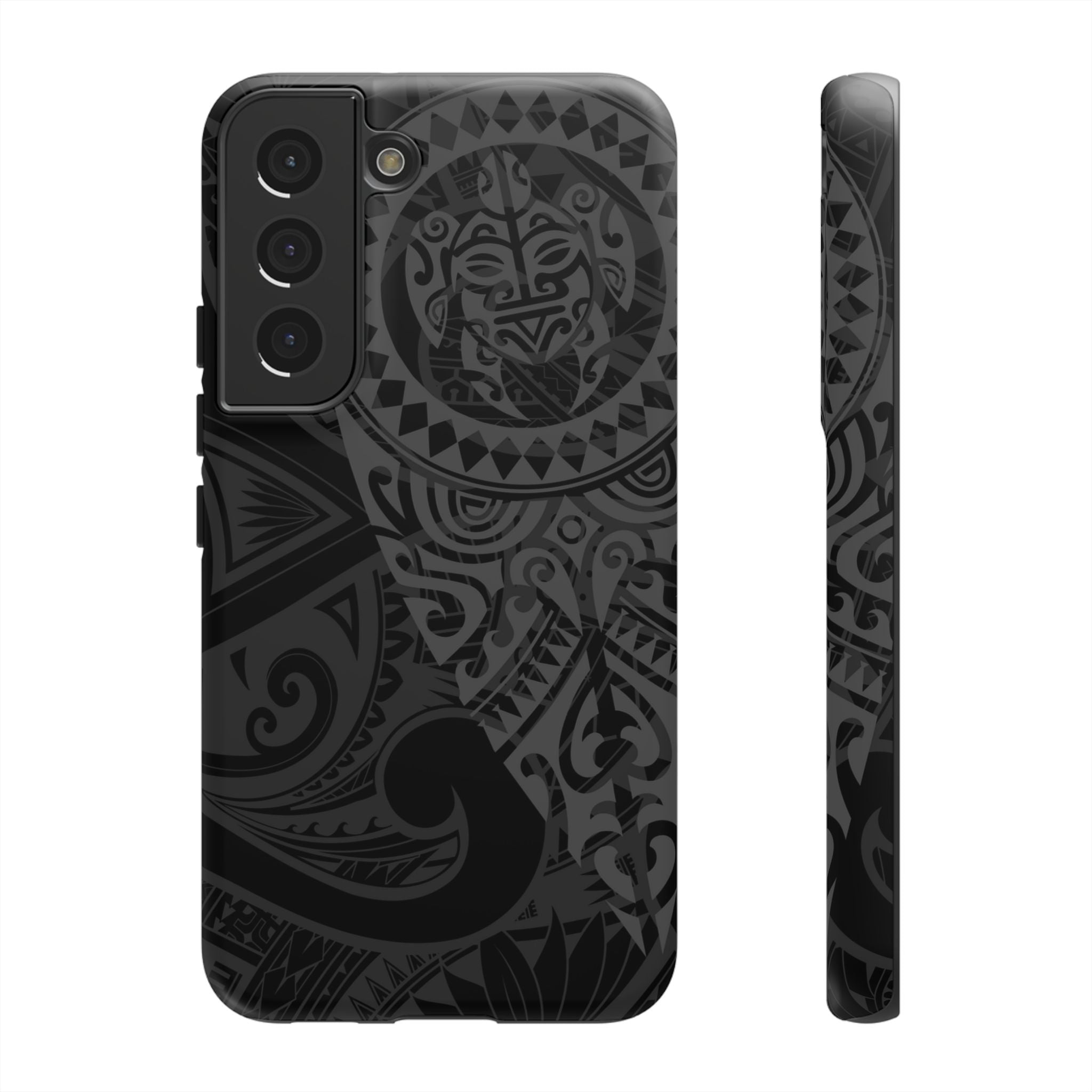 Tribal Guardian Tough Samsung Galaxy Case Samsung Galaxy S22 Matte - Hawaiian Black on Black Polynesian Tribal Design - The Local Banyan