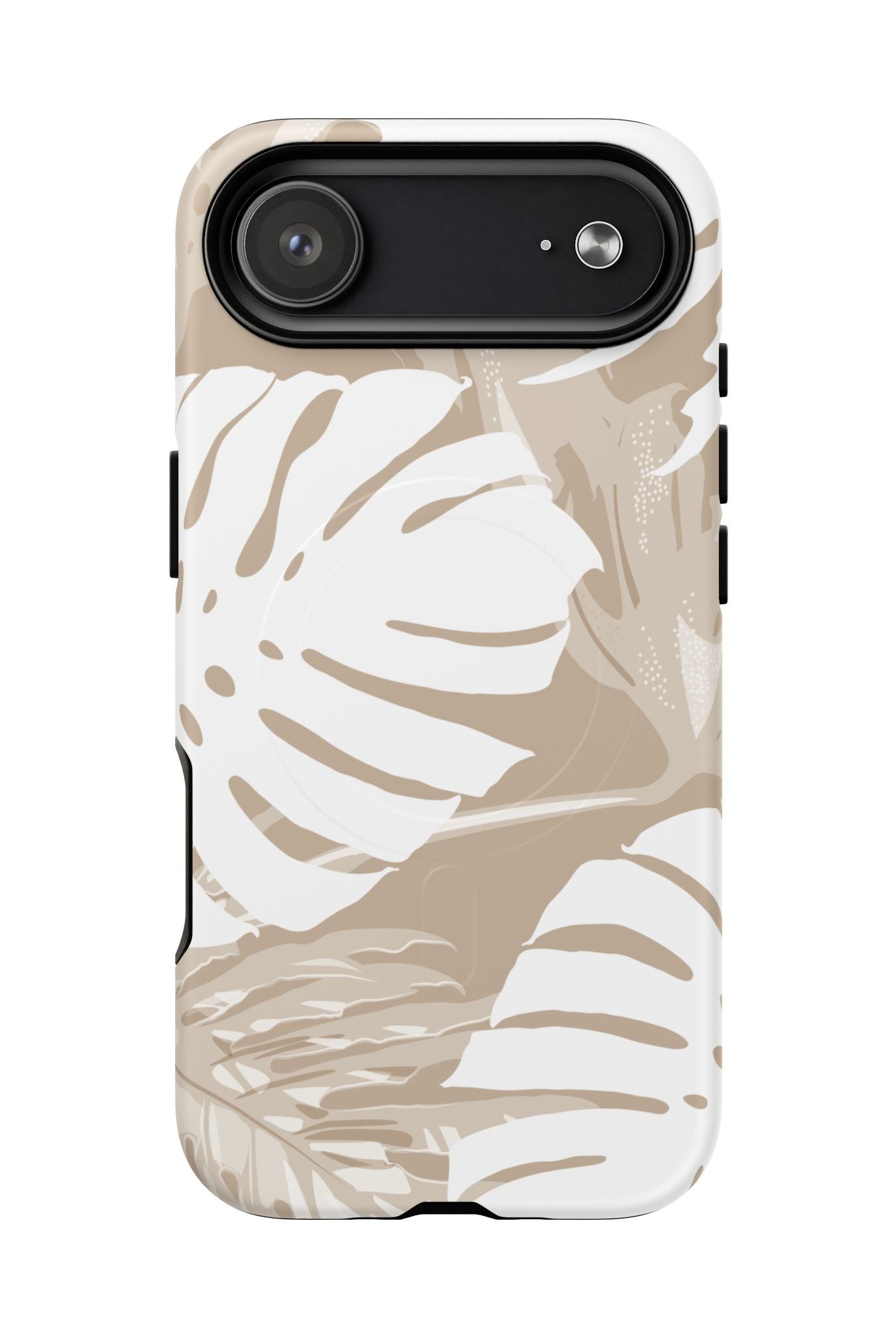 Woman holding Exotic Monstera MagSafe iPhone Case - Hawaiian Tropical Monstera Botanical Neutral Design - The Local Banyan