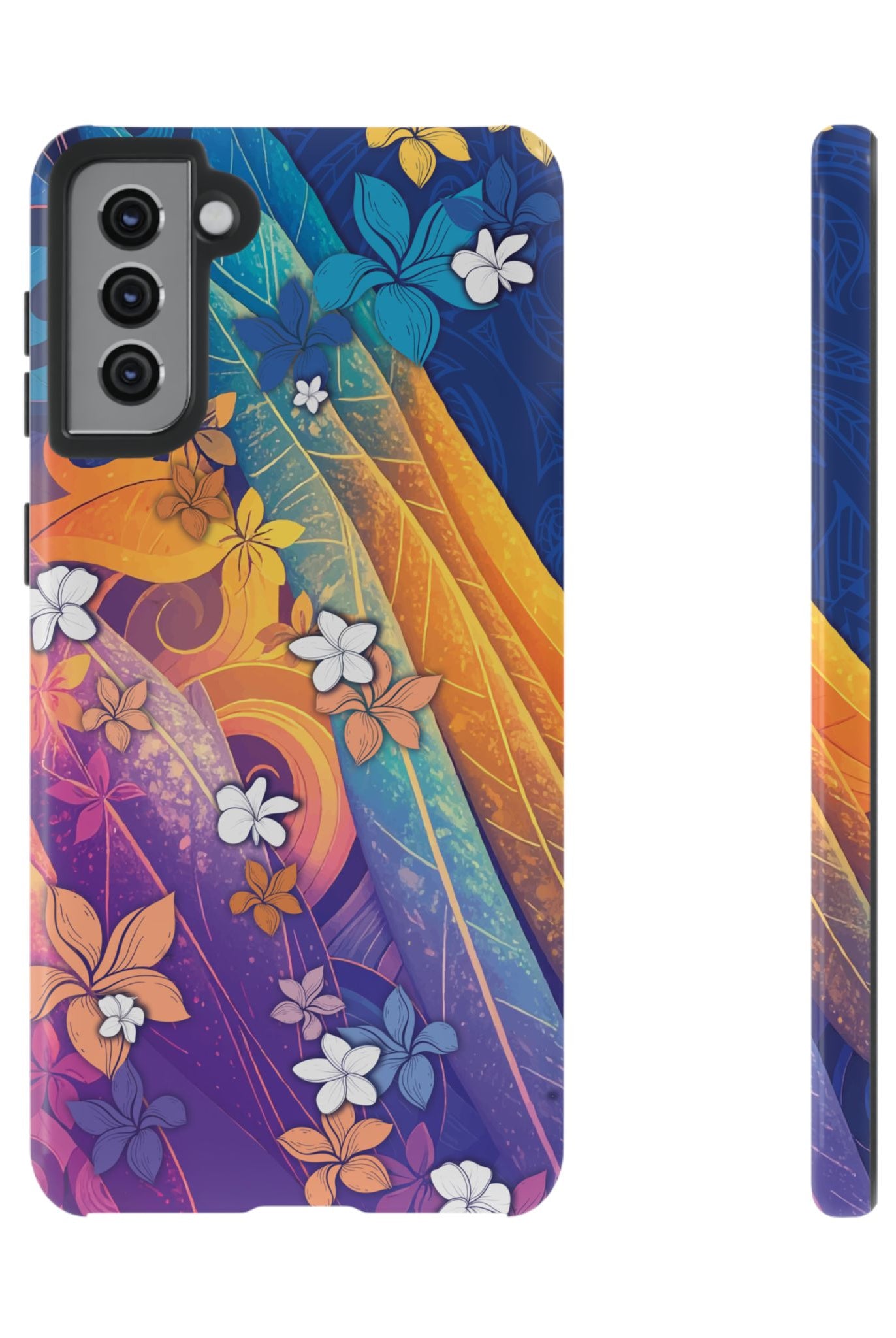 Mauna Sunrise Tough Samsung Galaxy Case Samsung Galaxy S21 Plus Glossy - Hawaiian Colorful Sunrise Plumeria Design - The Local Banyan