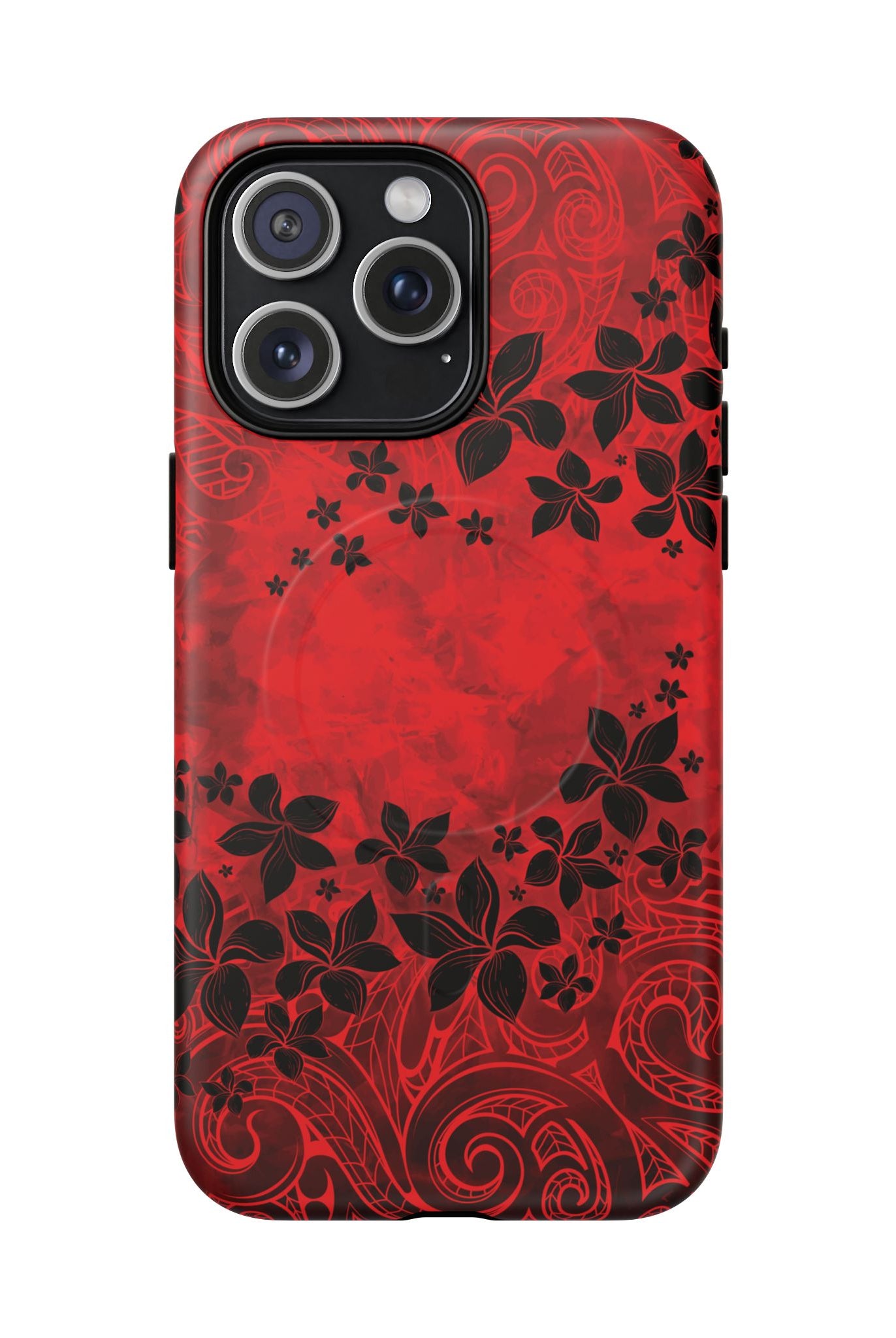 Keahi Pua MagSafe iPhone Case iPhone 15 Pro Max Matte - Hawaiian Fire Flower Red Tribal Floral Design - The Local Banyan