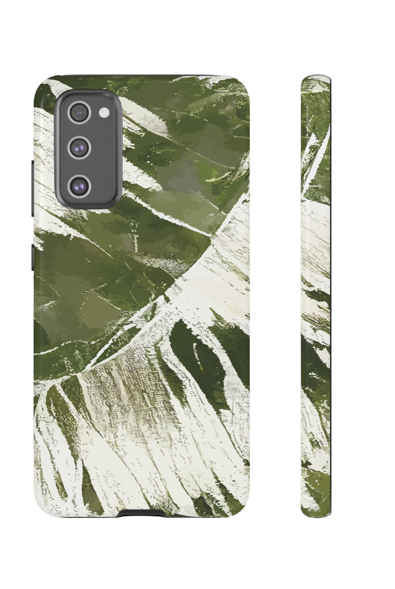 Island Breeze Tough Samsung Galaxy Case Samsung Galaxy S20 FE Glossy - Hawaiian Palm Leaf Olive Green Botanical Design - The Local Banyan
