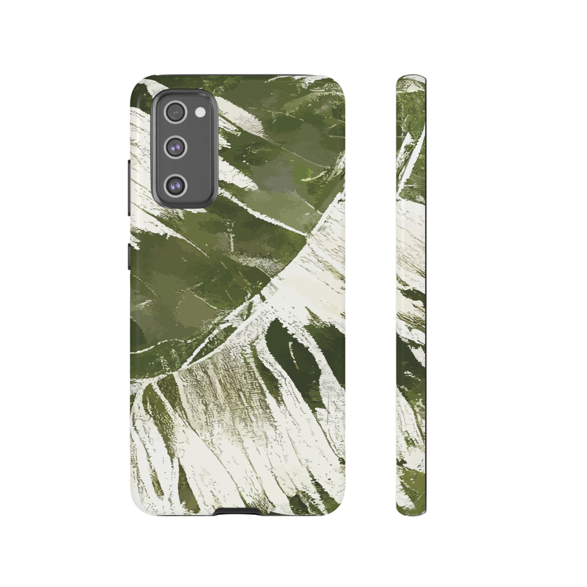 Island Breeze Tough Samsung Galaxy Case Samsung Galaxy S20 FE Glossy - Hawaiian Palm Leaf Olive Green Botanical Design - The Local Banyan
