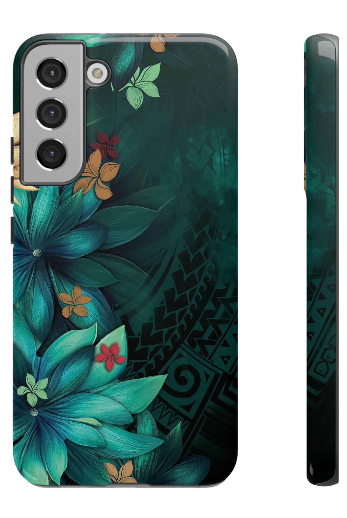 Aloha Whispers Tough Samsung Galaxy Case Samsung Galaxy S22 Plus Glossy - Hawaiian Abstract Green Floral Polynesian Design - The Local Banyan