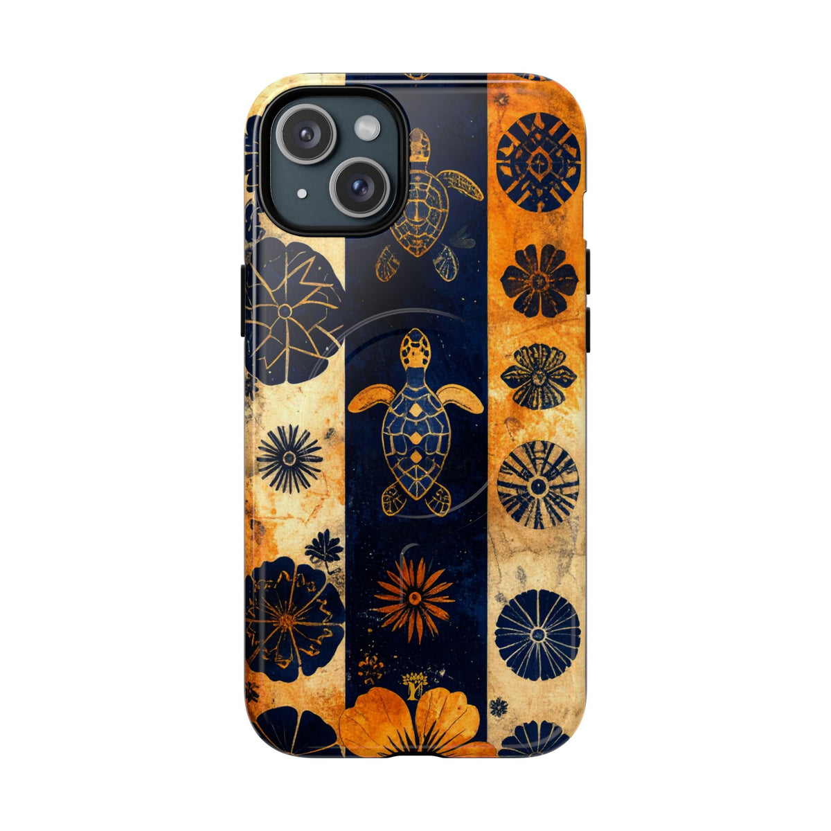 Tapa Pua Lehua Honu Magnetic Case for iPhone iPhone 15 Plus Glossy The Local Banyan