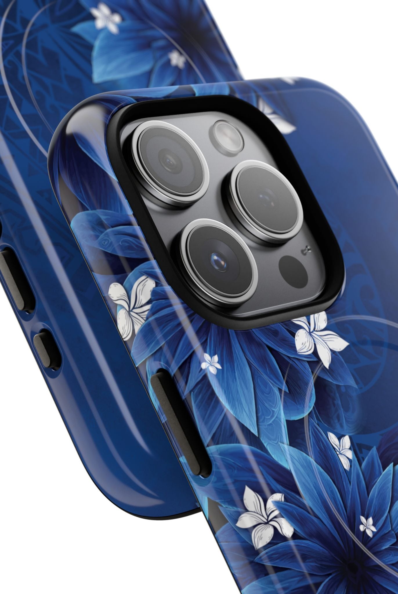 Woman holding Hoku Pua MagSafe iPhone Case - Hawaiian Blue Star Flower Polynesian Design - The Local Banyan
