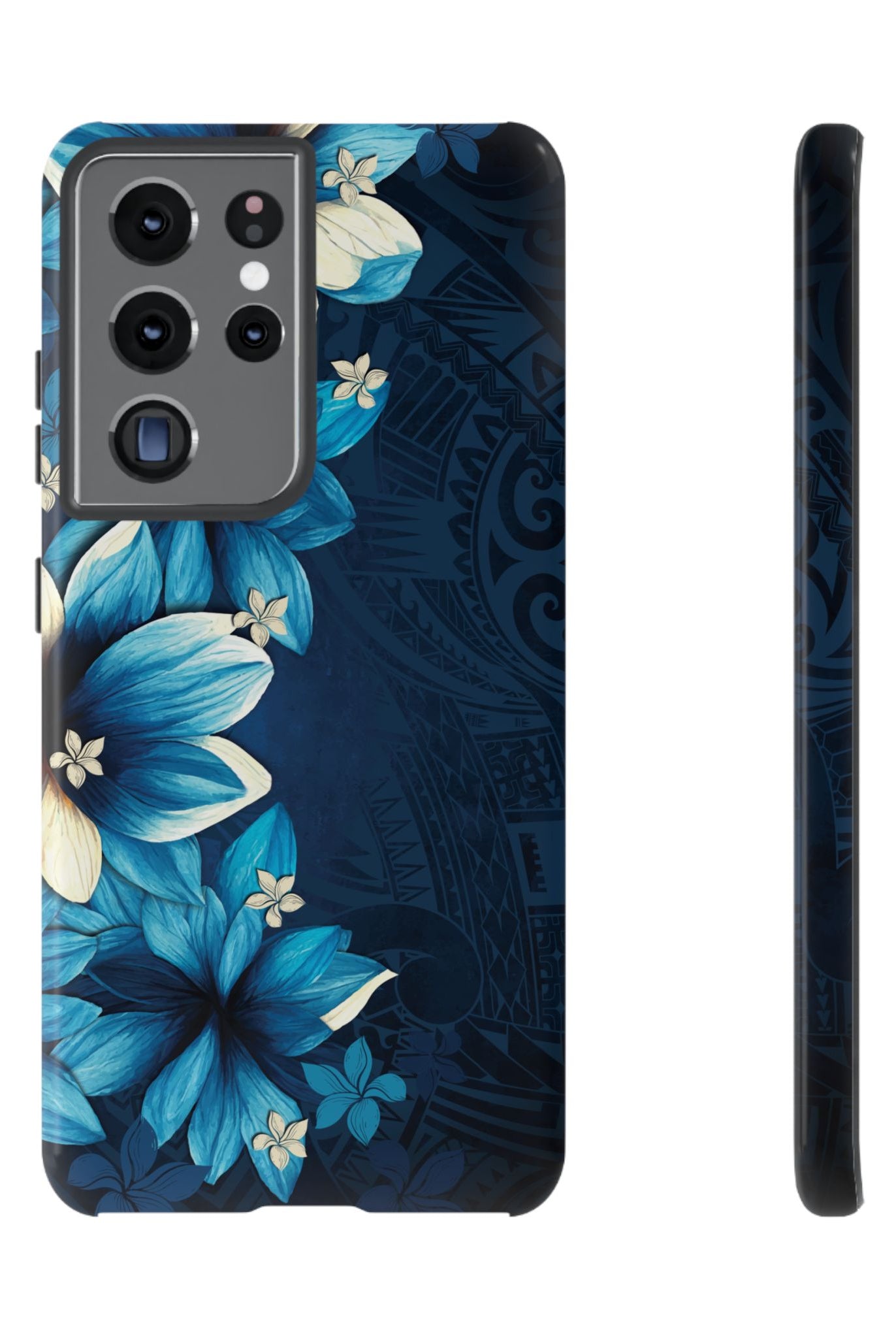 Leilani Nights Tough Samsung Galaxy Case Samsung Galaxy S21 Ultra Glossy - Hawaiian Dark Blue Floral Polynesian Design - The Local Banyan