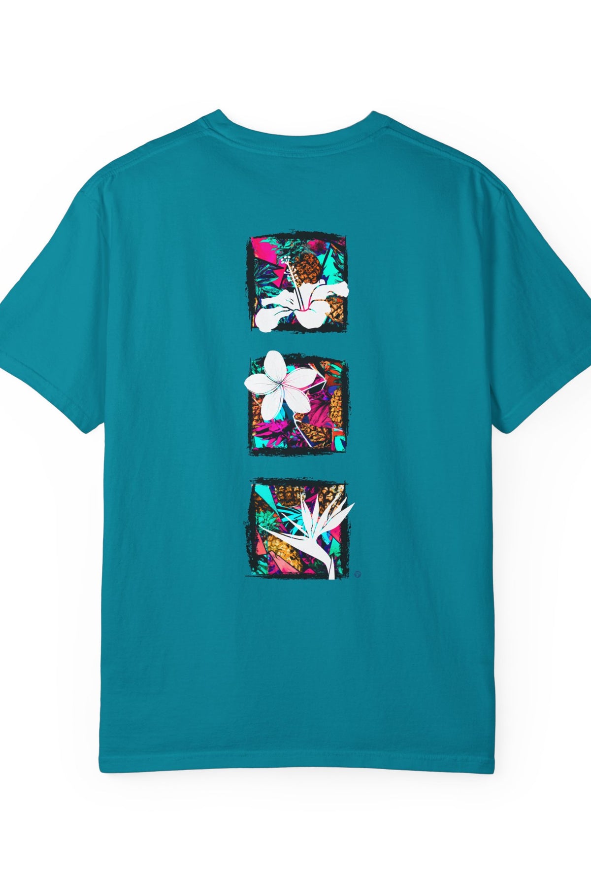 Pineapple Blossom Garment Dyed Tee Topaz Blue 4XL The Local Banyan