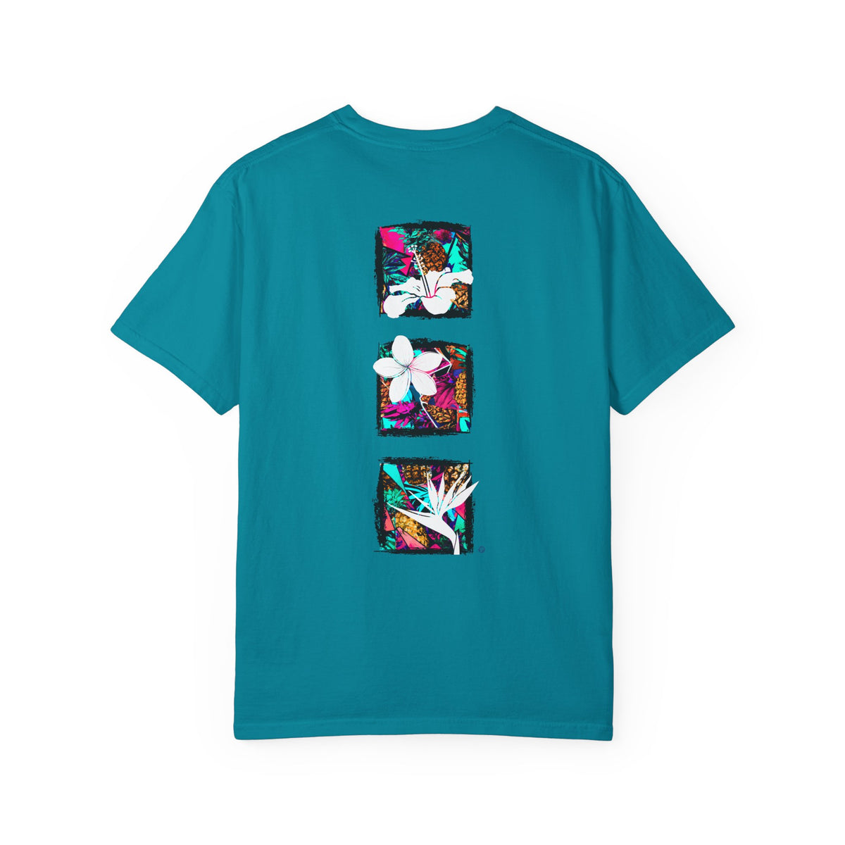 Pineapple Blossom Garment Dyed Tee Topaz Blue 4XL The Local Banyan