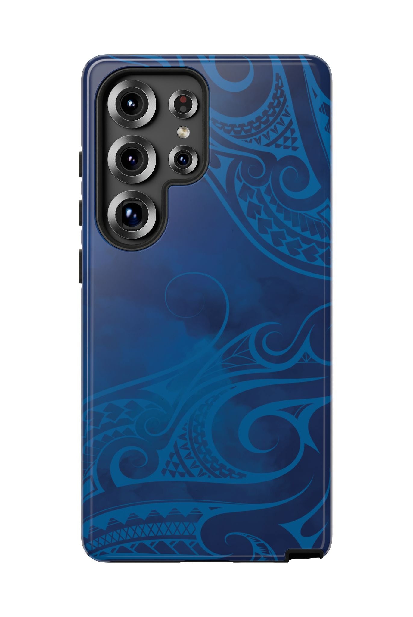 Woman holding Kai Legacy Tough Samsung Galaxy Case - Hawaiian Ocean Blue Polynesian Tribal Design - The Local Banyan