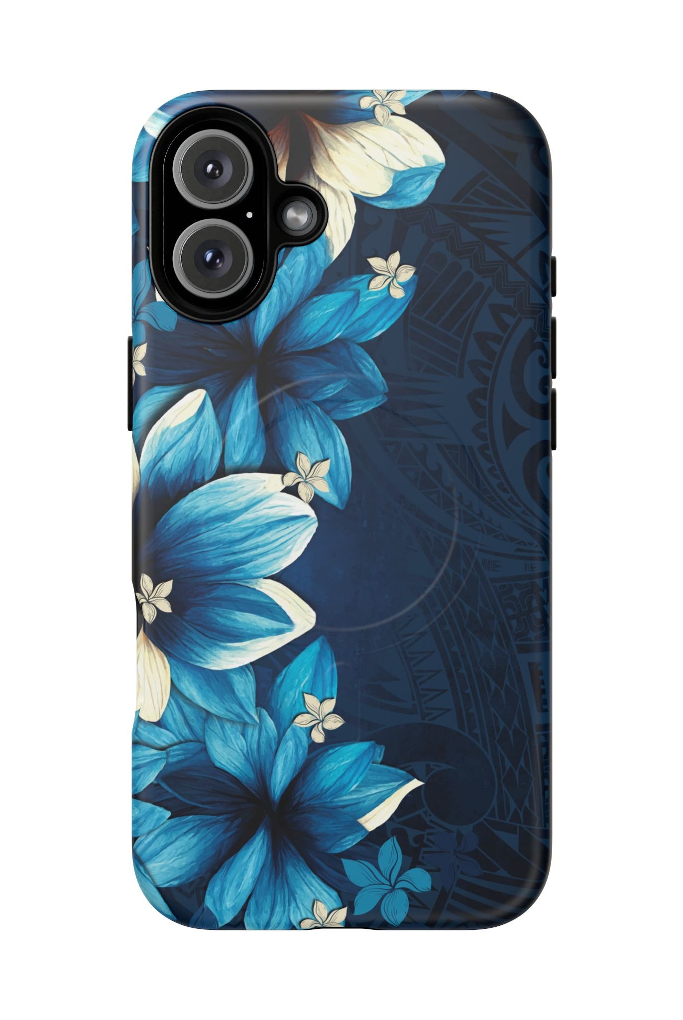 Leilani Nights MagSafe iPhone Case iPhone 16 Plus Matte - Hawaiian Dark Blue Floral Polynesian Design - The Local Banyan
