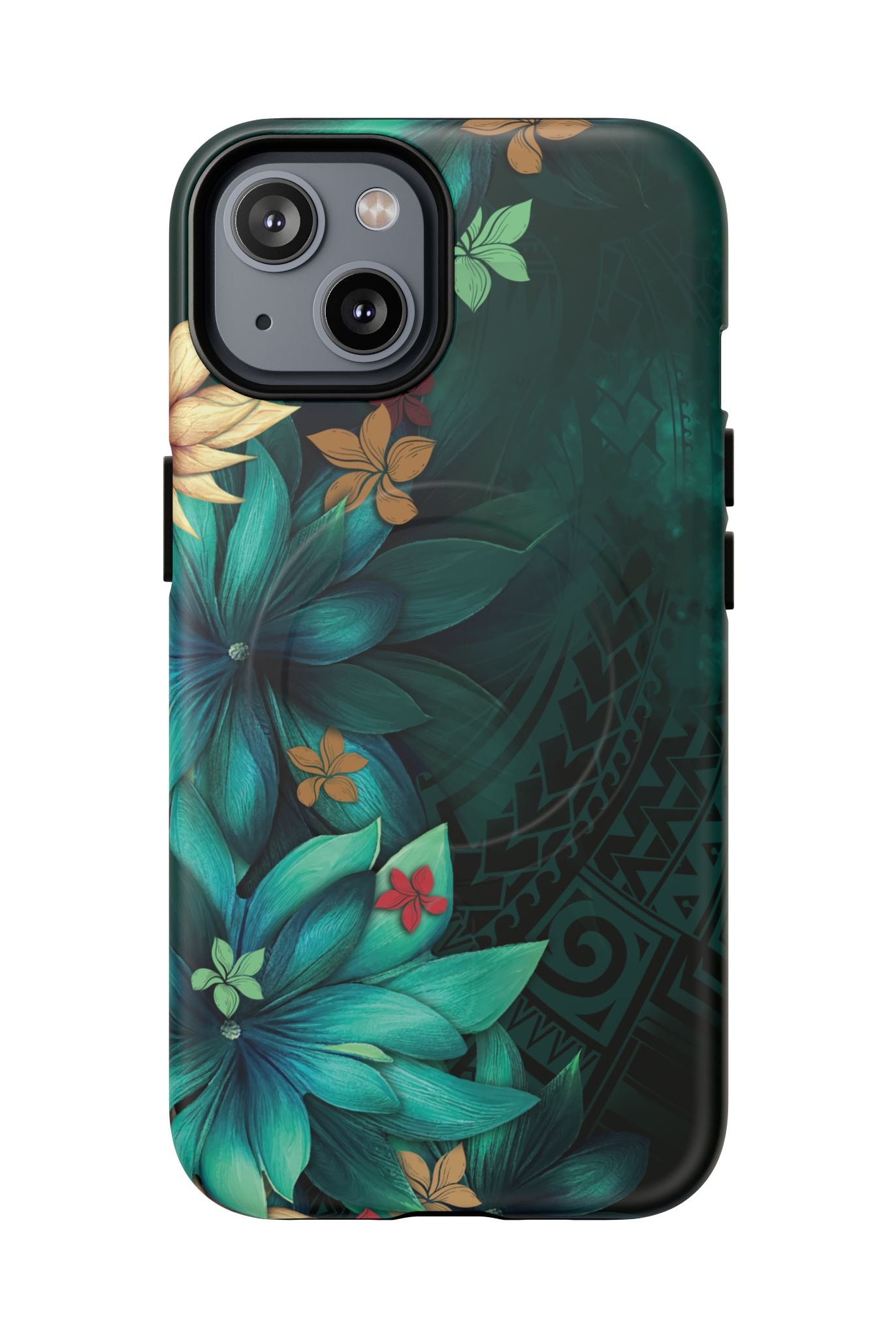 Aloha Whispers MagSafe iPhone Case iPhone 14 Matte - Hawaiian Abstract Green Floral Polynesian Design - The Local Banyan