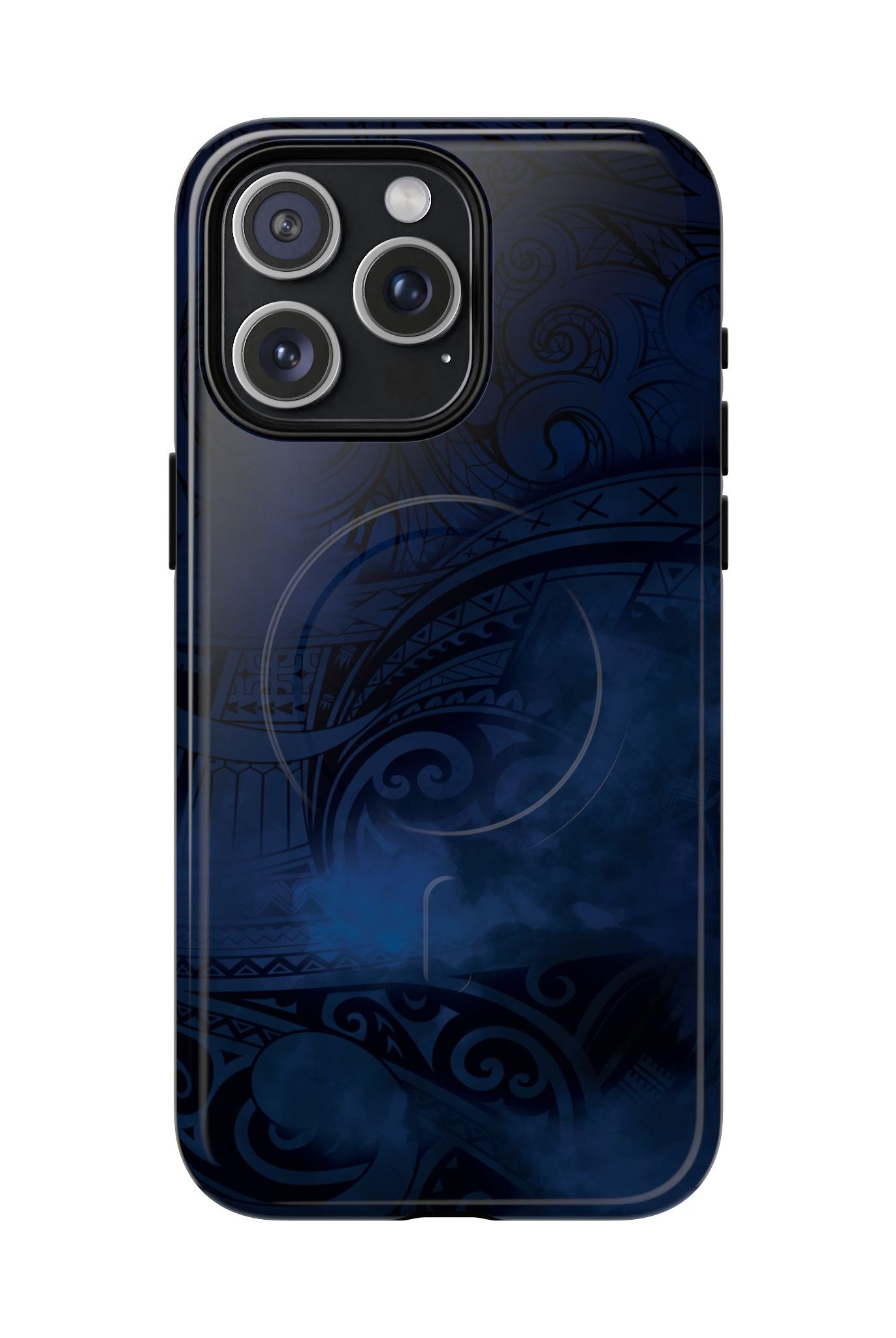 Midnight Essence MagSafe iPhone Case iPhone 15 Pro Max Glossy - Hawaiian Midnight Navy Polynesian Tribal Design - The Local Banyan