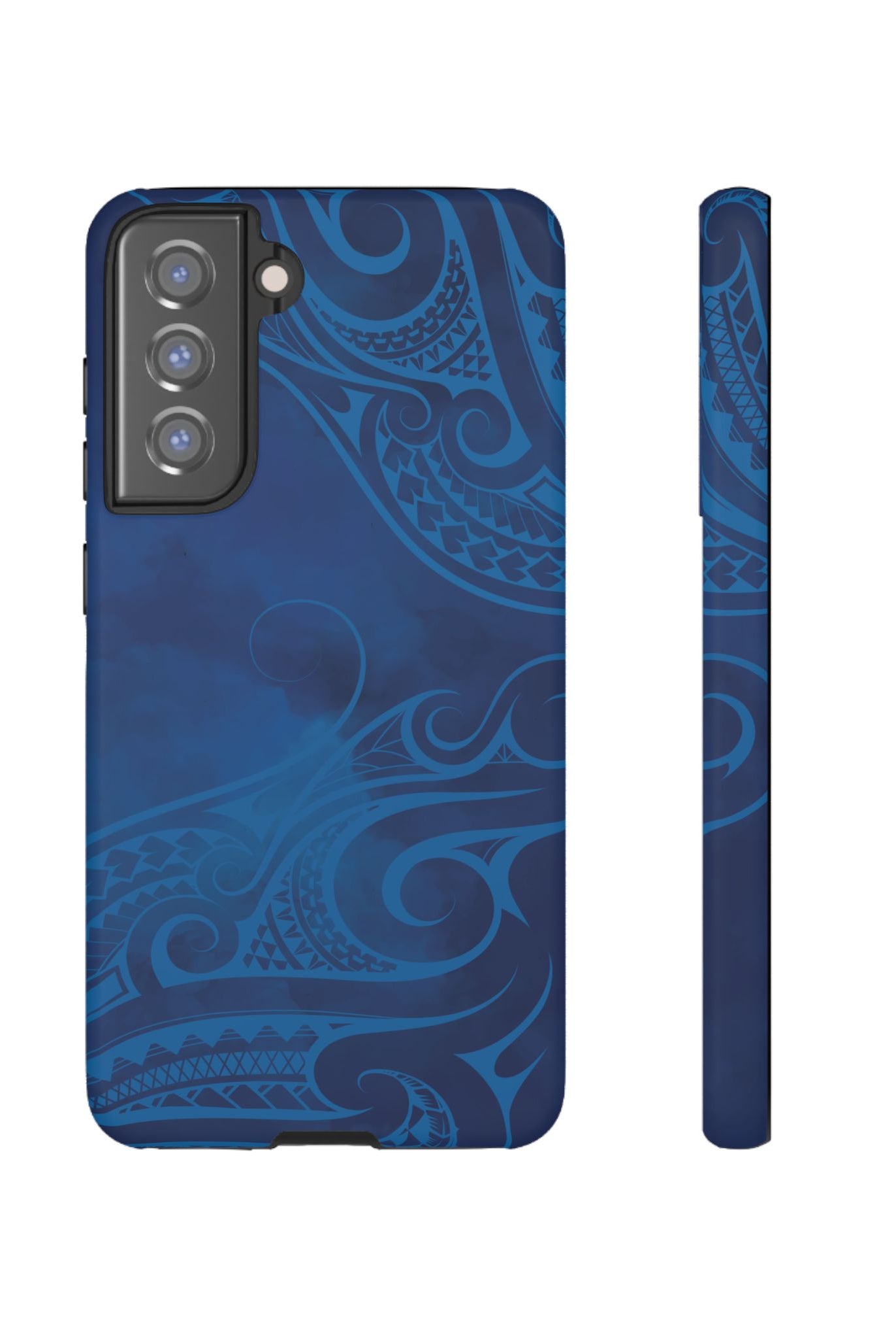 Kai Legacy Tough Samsung Galaxy Case Samsung Galaxy S21 FE Matte - Hawaiian Ocean Blue Polynesian Tribal Design - The Local Banyan