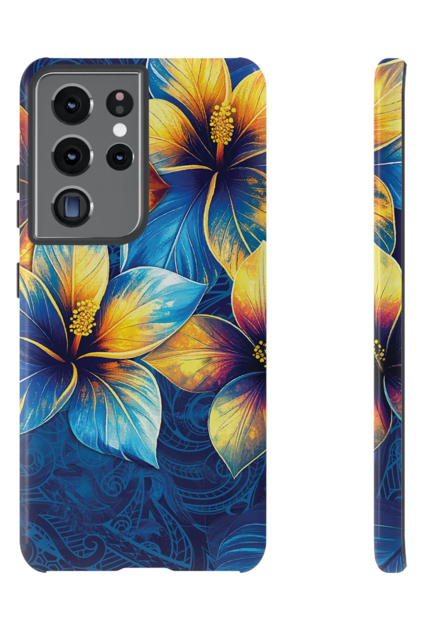 Pua La Tough Samsung Galaxy Case Samsung Galaxy S21 Ultra Glossy - Hawaiian Golden Hibiscus Sun Flower Sapphire Design - The Local Banyan