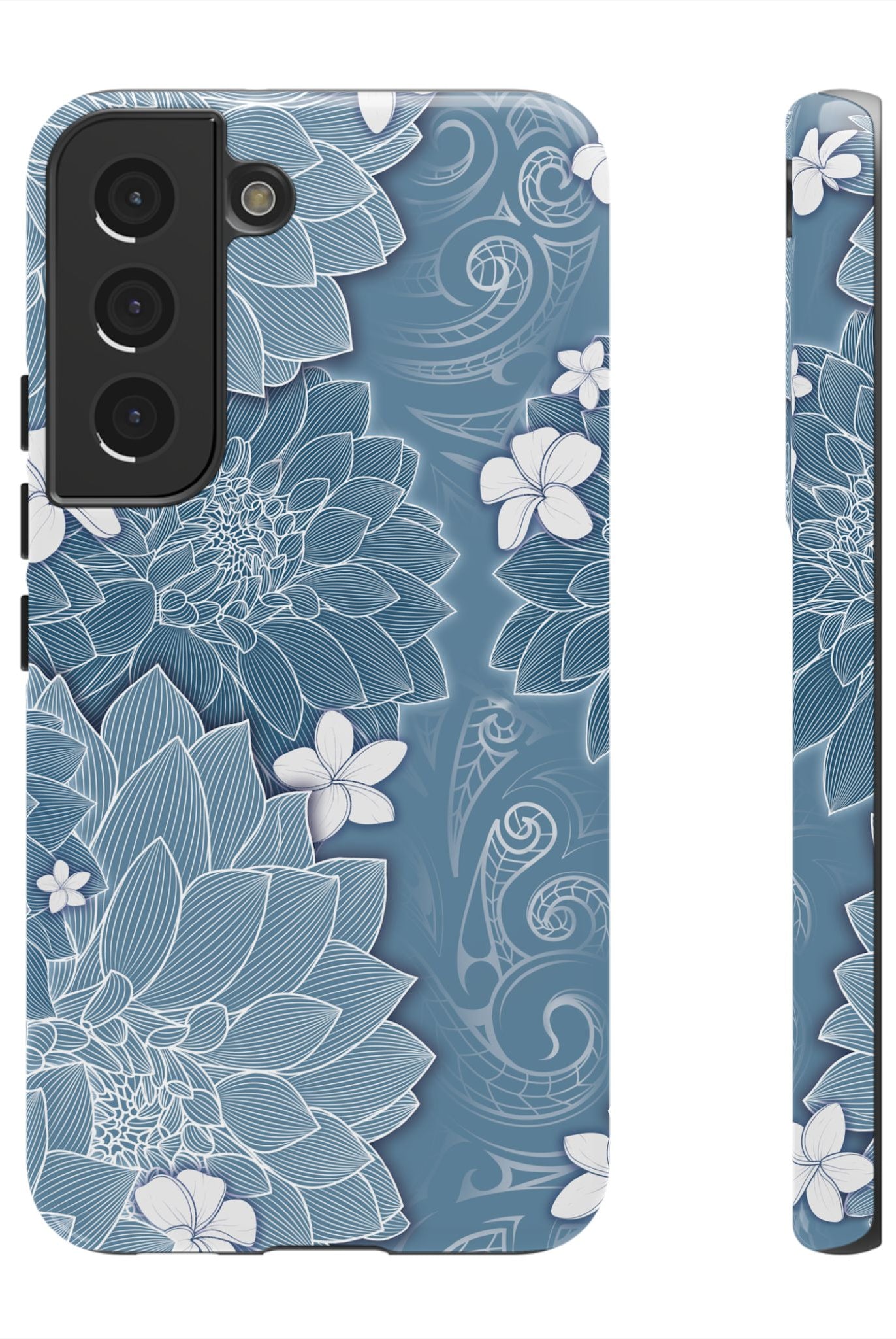 Pua La Tough Samsung Galaxy Case Samsung Galaxy S22 Glossy - Hawaiian Golden Hibiscus Sun Flower Sapphire Design - The Local Banyan