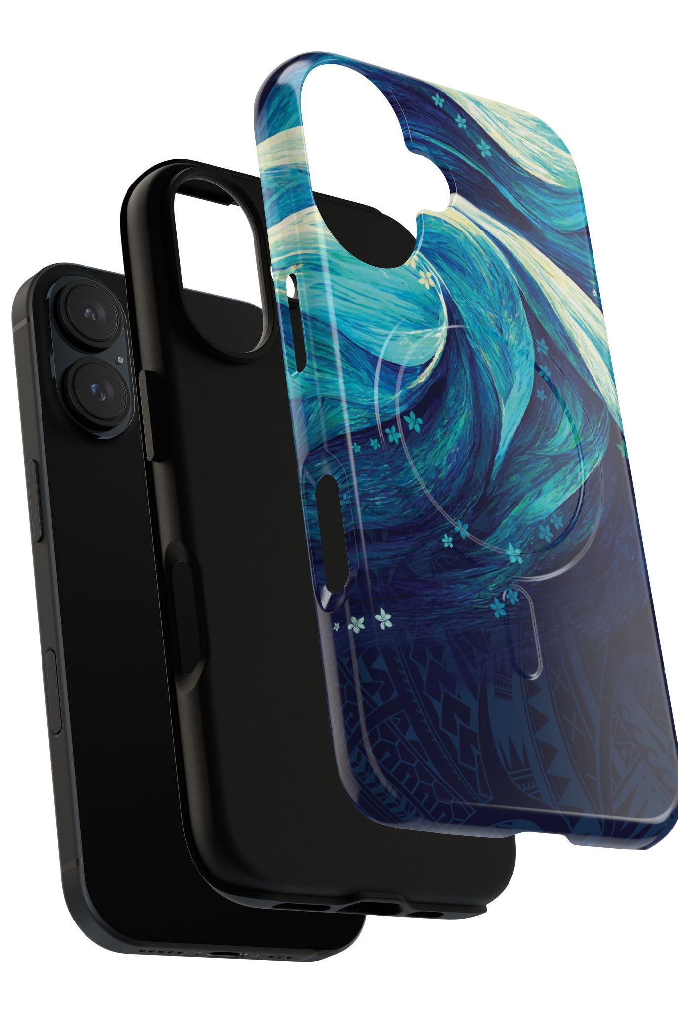 Woman holding Eternal Mana MagSafe iPhone Case - Hawaiian Ocean Wave Polynesian Tribal Design - The Local Banyan