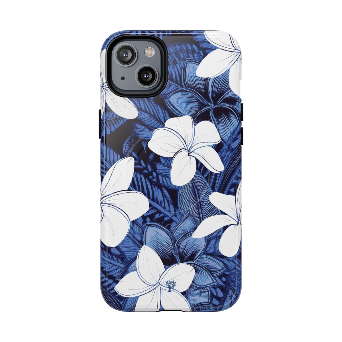 Eternal Blue Plumeria MagSafe Compatible Case for iPhone iPhone 14 Plus Glossy The Local Banyan