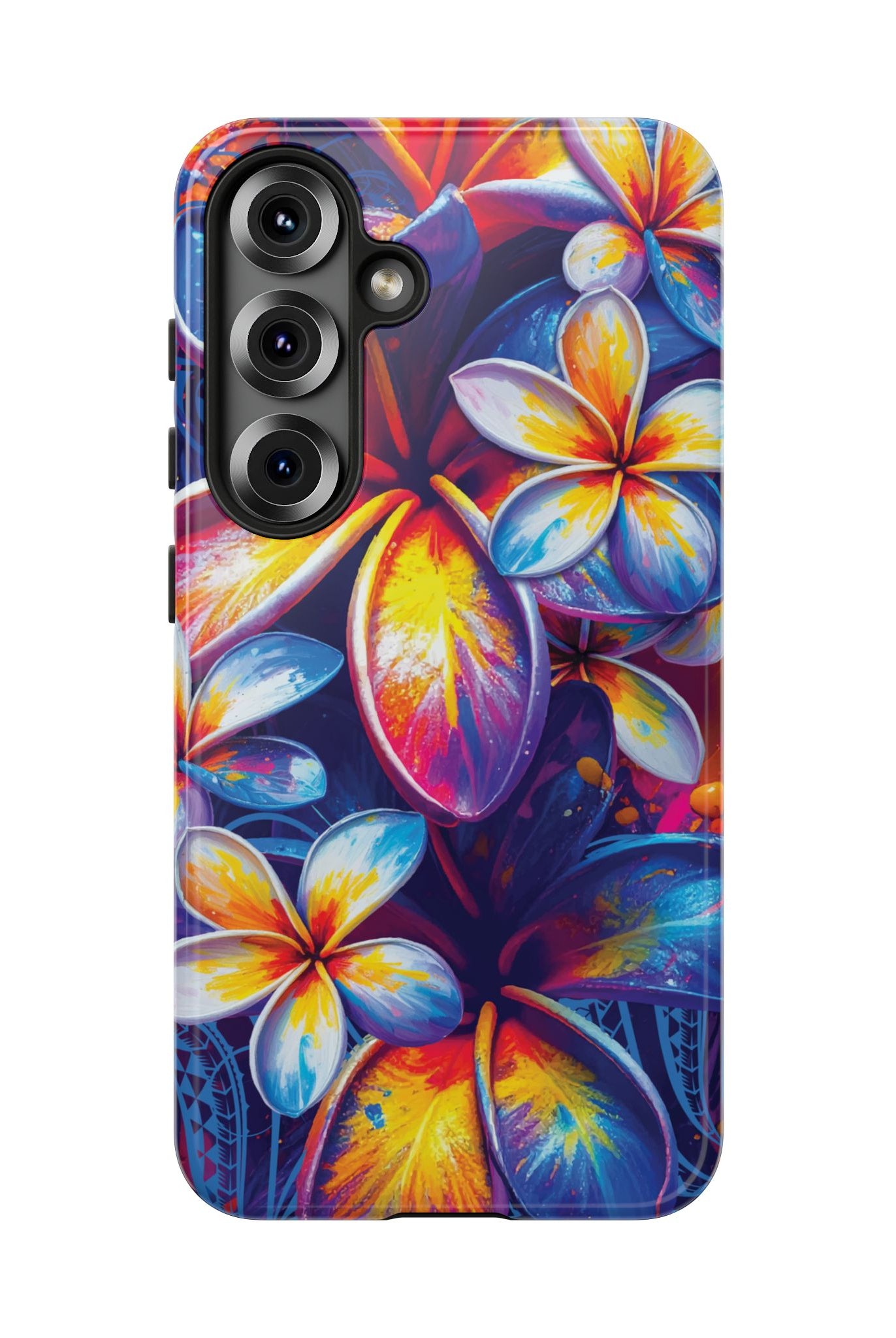 Sunset Ink Tough Samsung Galaxy Case Detail View - Hawaiian Plumeria Street Art Graffiti Tropical Design Close Up - The Local Banyan